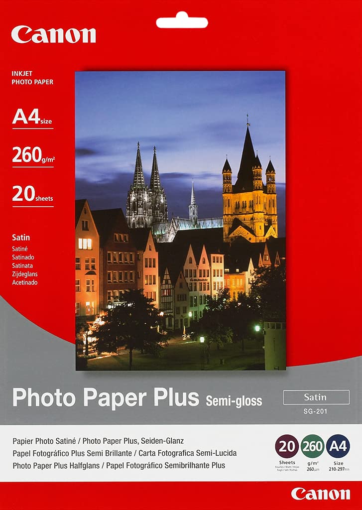 SG-201 Semi-Gloss Photo Paper Plus A4 (20 Sheets) - Satin Finish Paper, Instant-