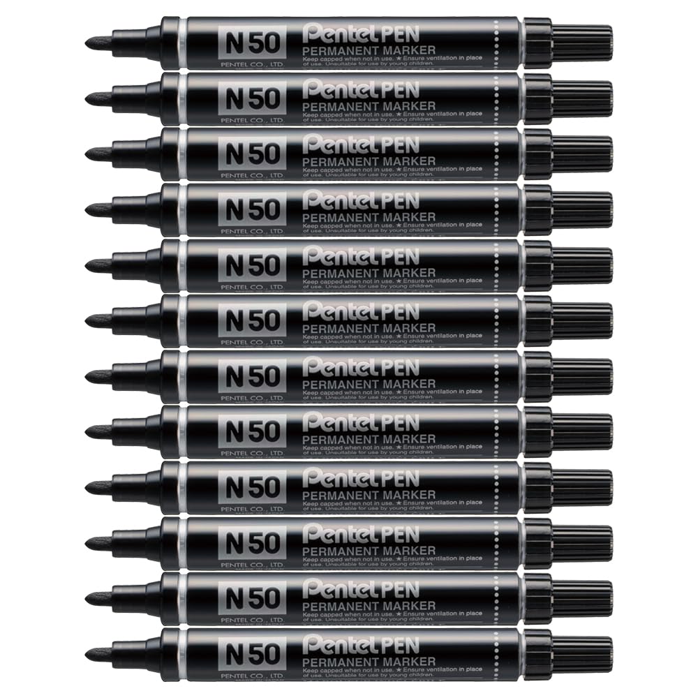 N50 Permanent Marker Bullet Tip 2.2mm Line, Black ink (Pack of 12)
