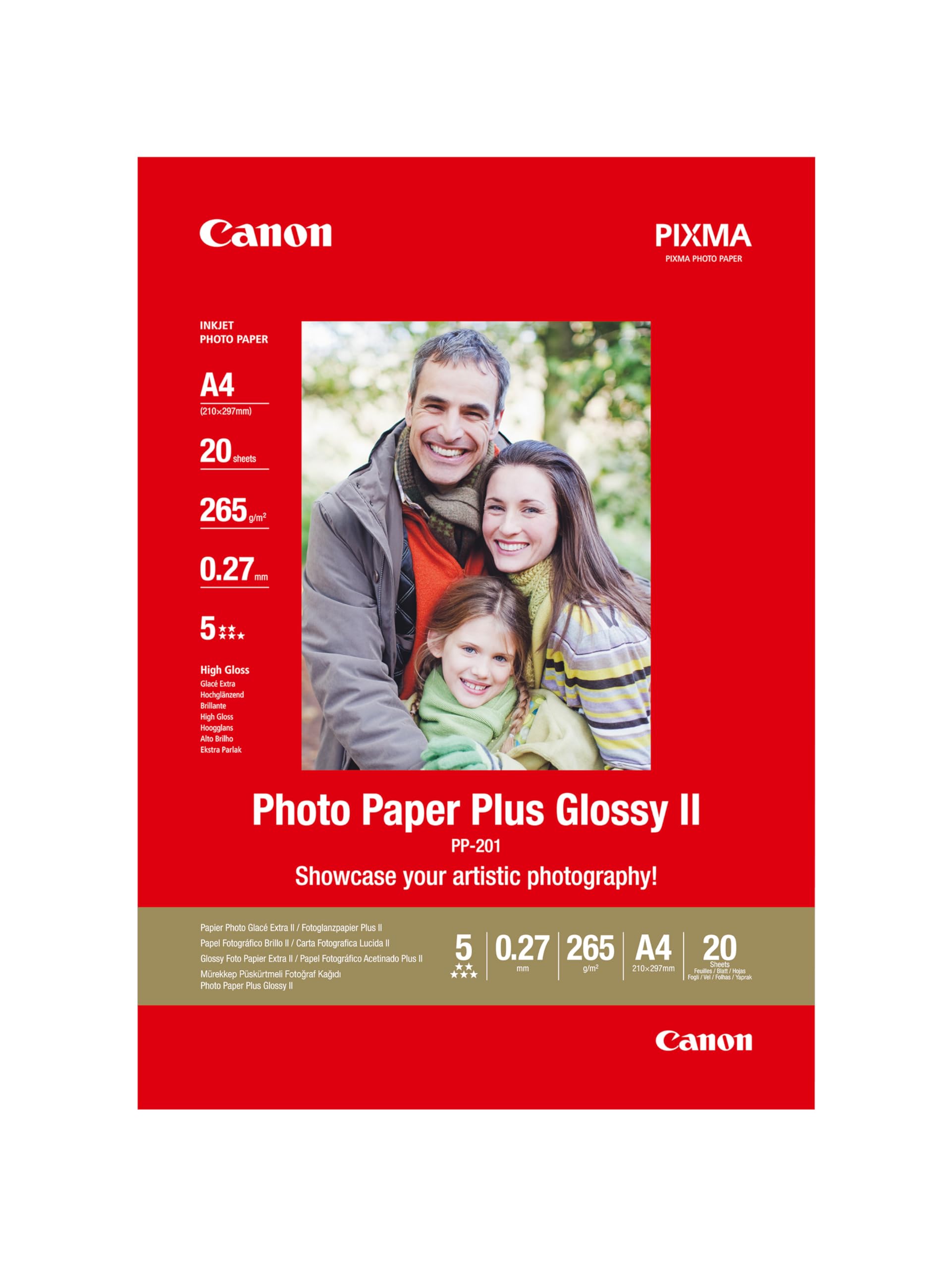 PP-201 Glossy II Photo Paper Plus A4 (20 Sheets) - Ideal for Photo Printing, Hig