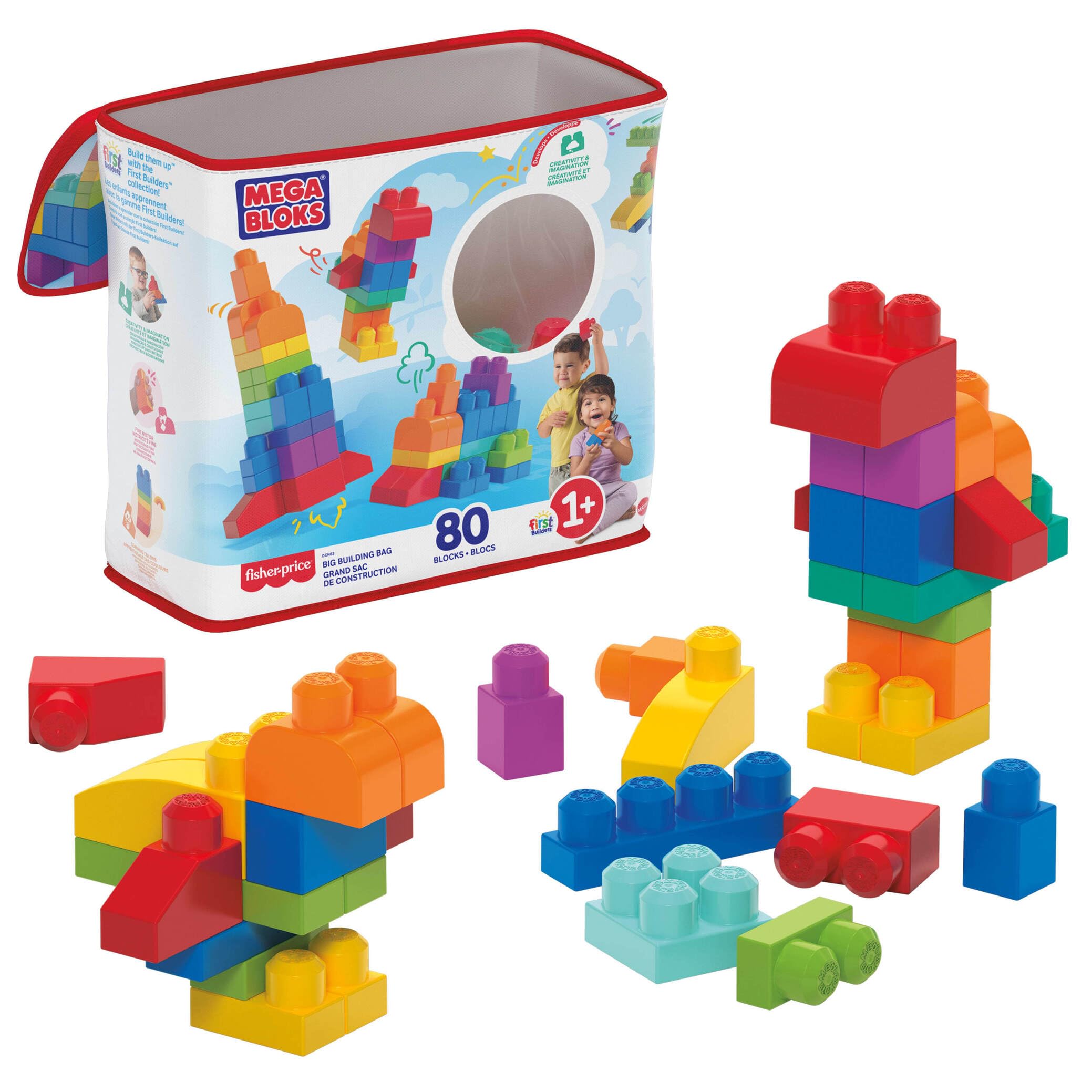 BLOKS First Builders Big Building Bag Toddler Blocks Toy Blue