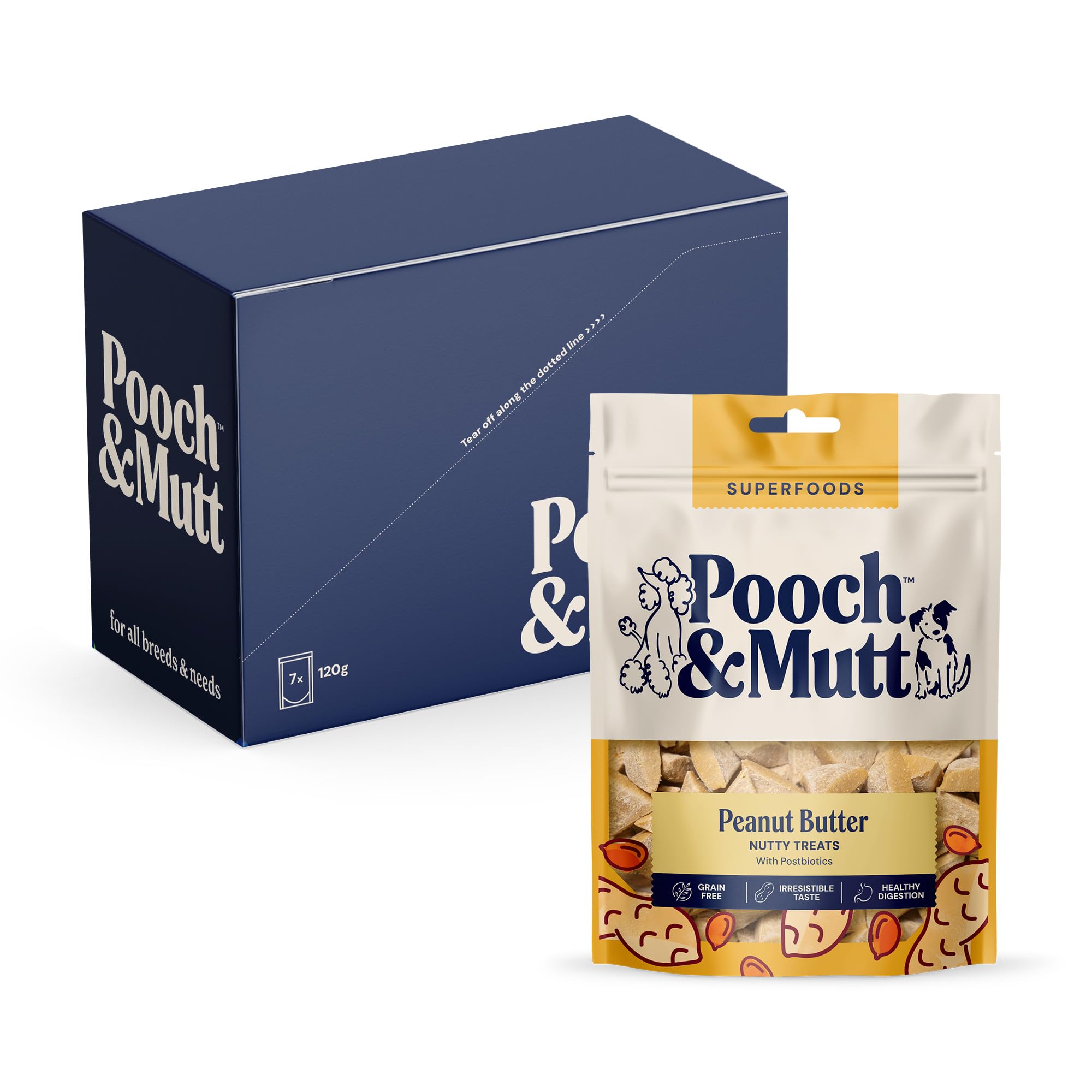 & Mutt - Peanut Butter Nutty Dog Treats, Vegan Grain Free, 7x120g