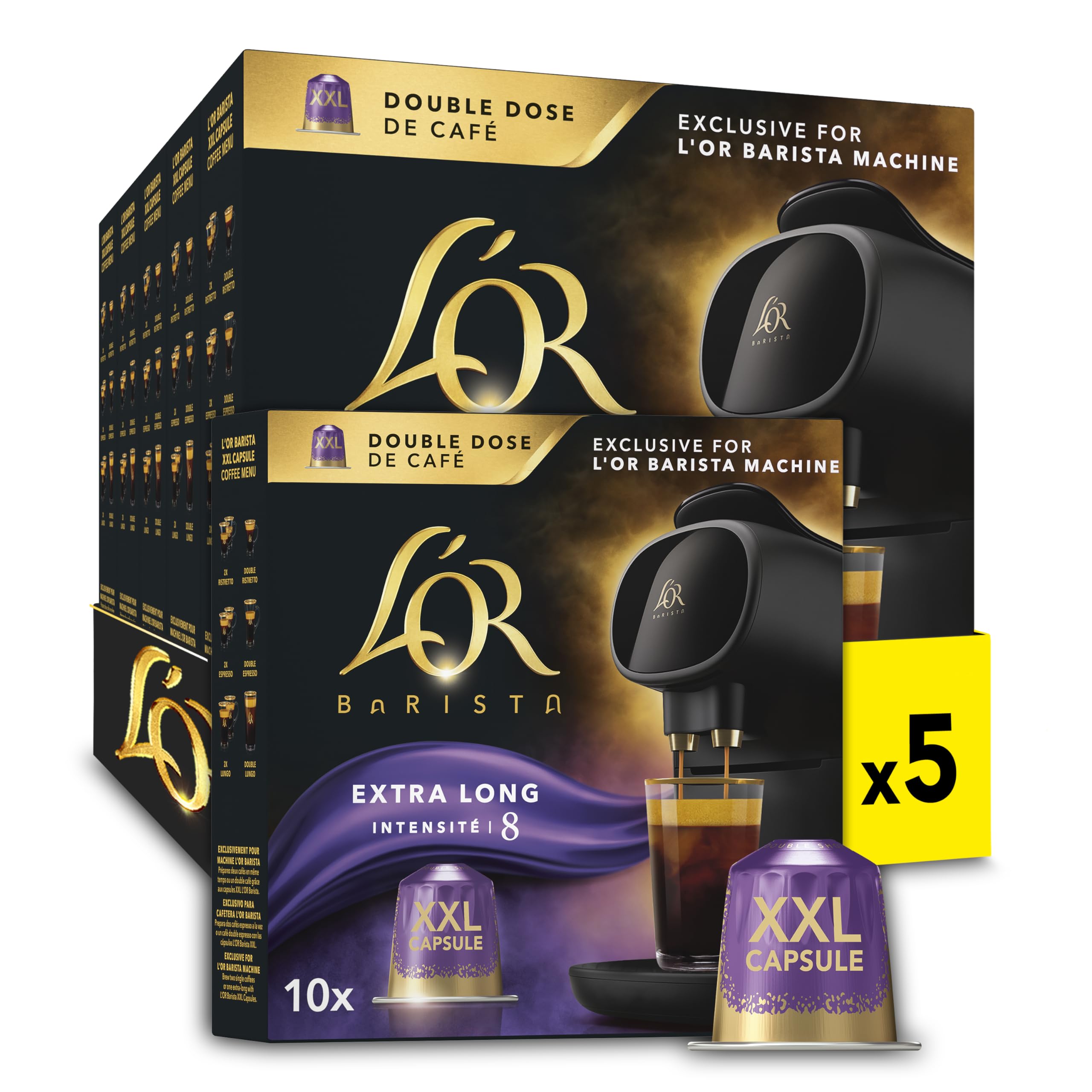 BARISTA Double Lungo Profondo XXL Aluminium Coffee Capsules (5 X 10 Pods) Intens