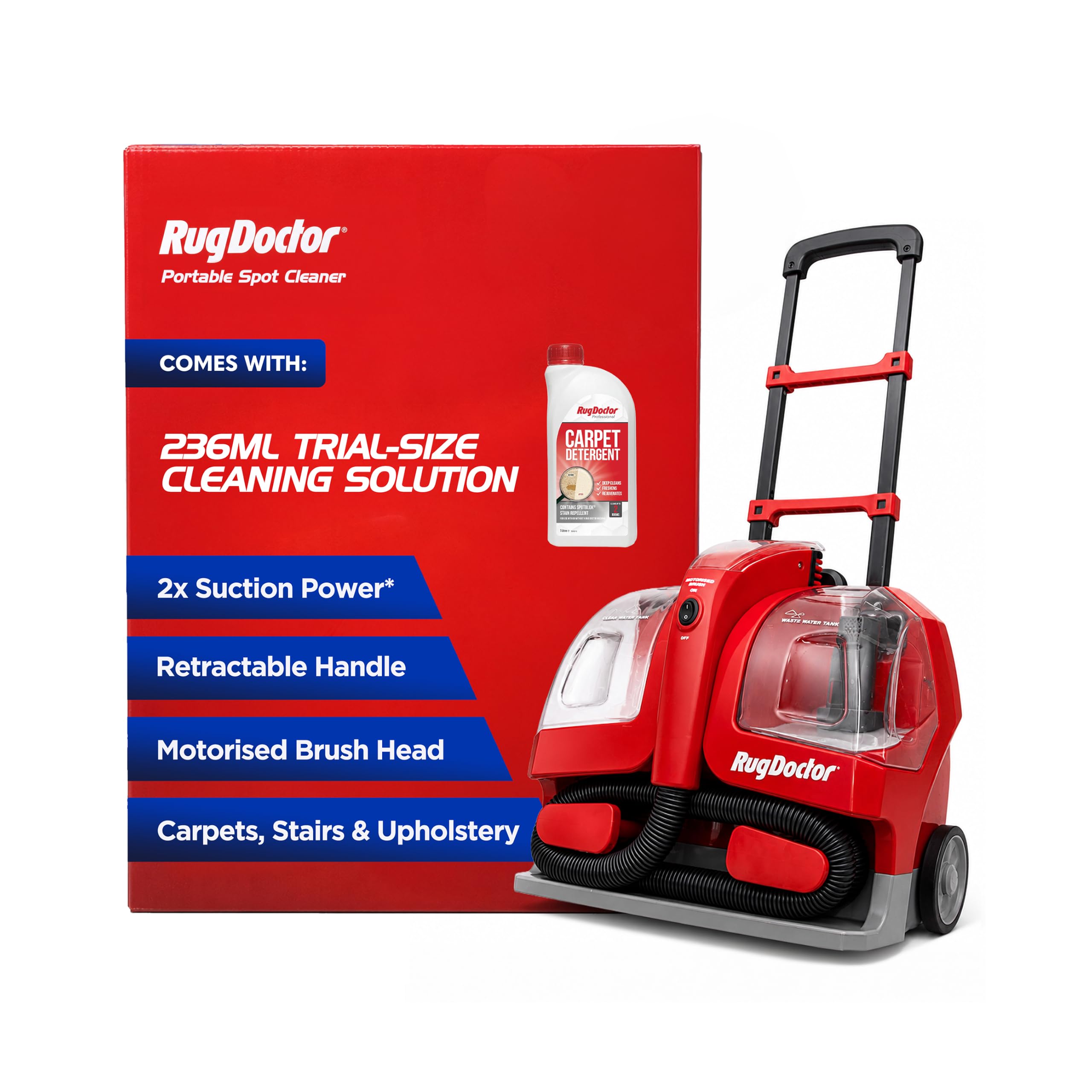 Doctor Portable Spot Cleaner (1100W) | The Telegraph’s 2025 “Best Buy” - 2X Suct