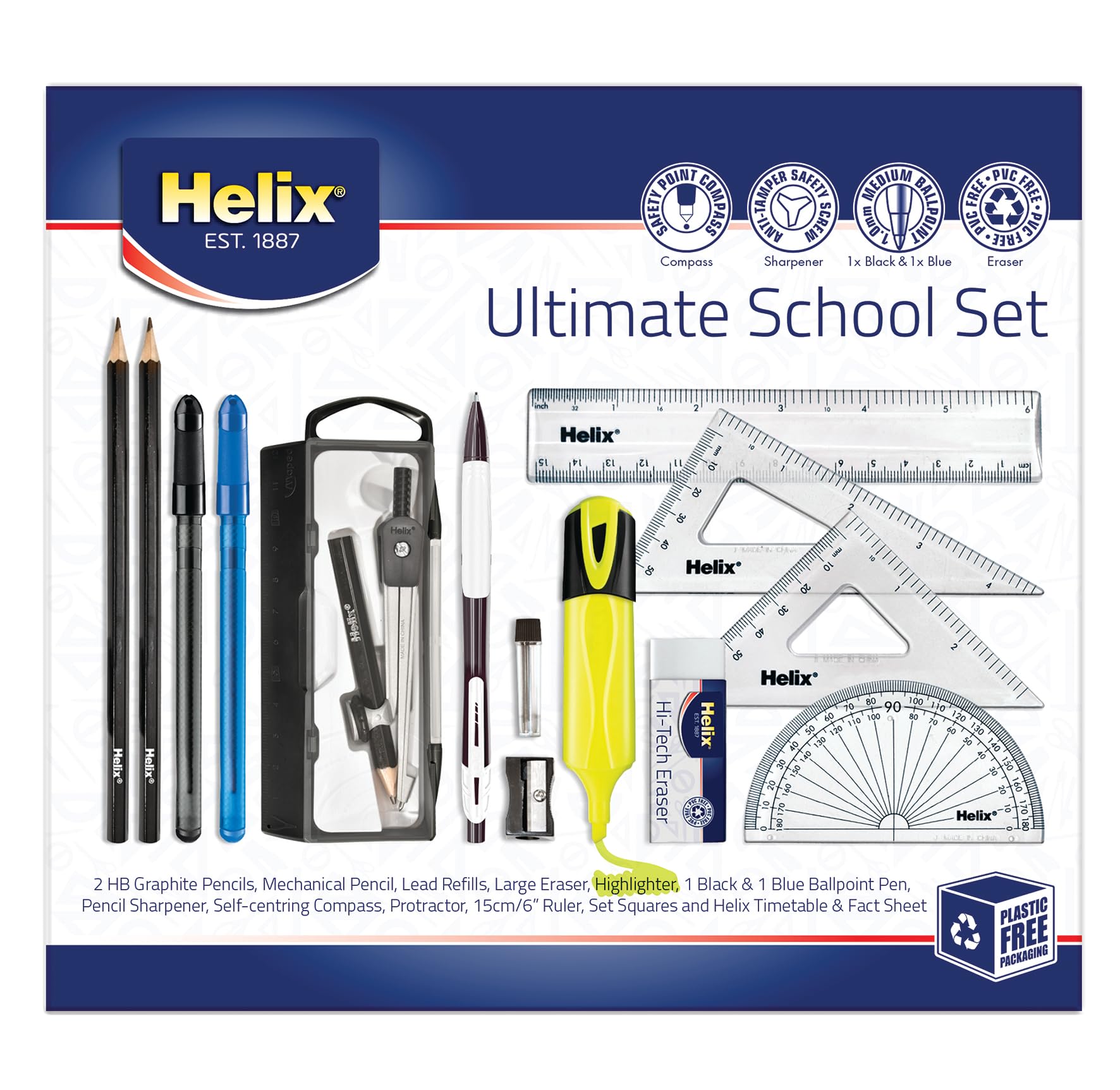 Ultimate Stationery Set – Complete School Supplies Kit with Highlighter, Pens, P