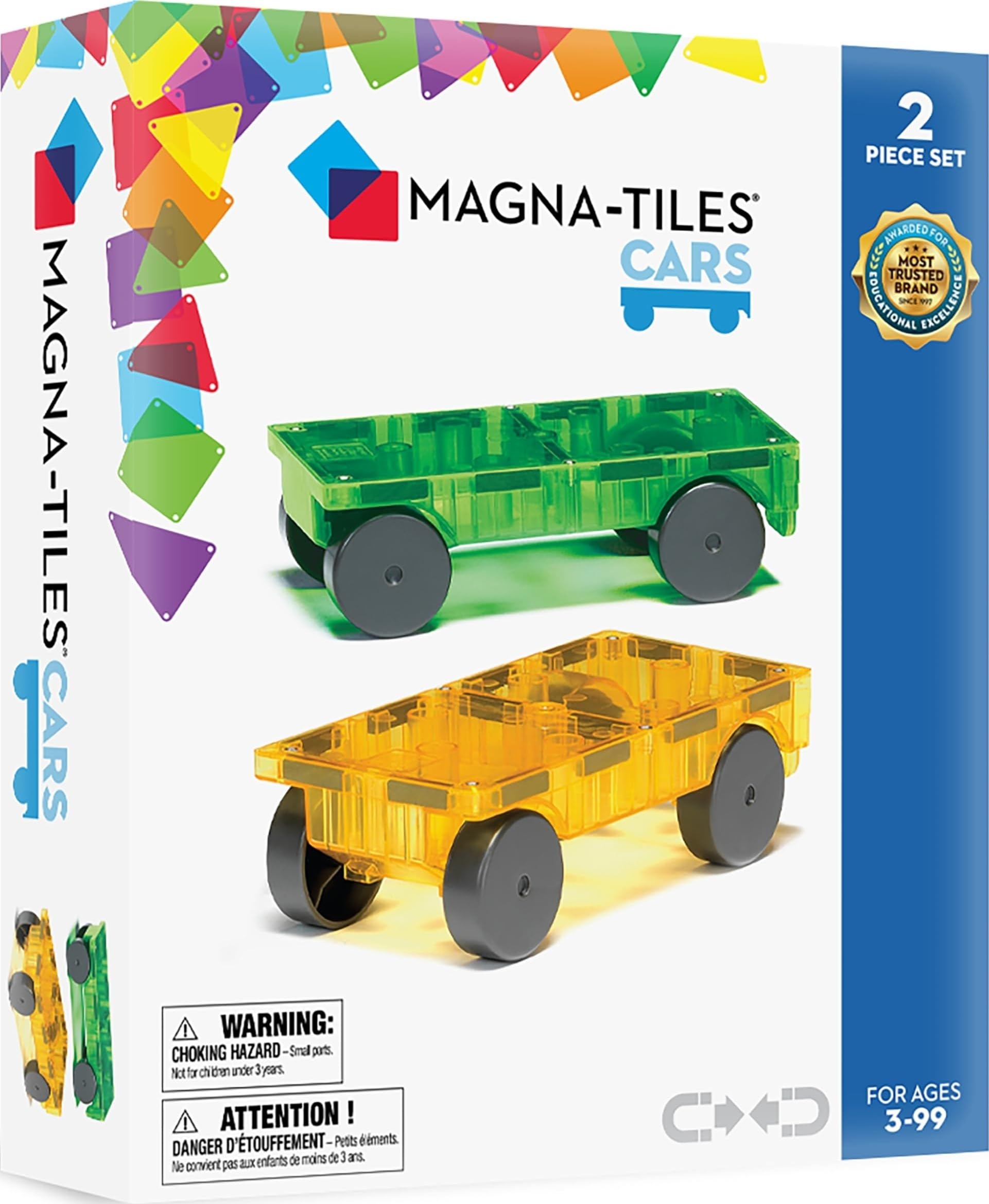 Cars 2 Piece Expansion Set -For Ages 3+, 3D magnetic building tiles (Packaging m