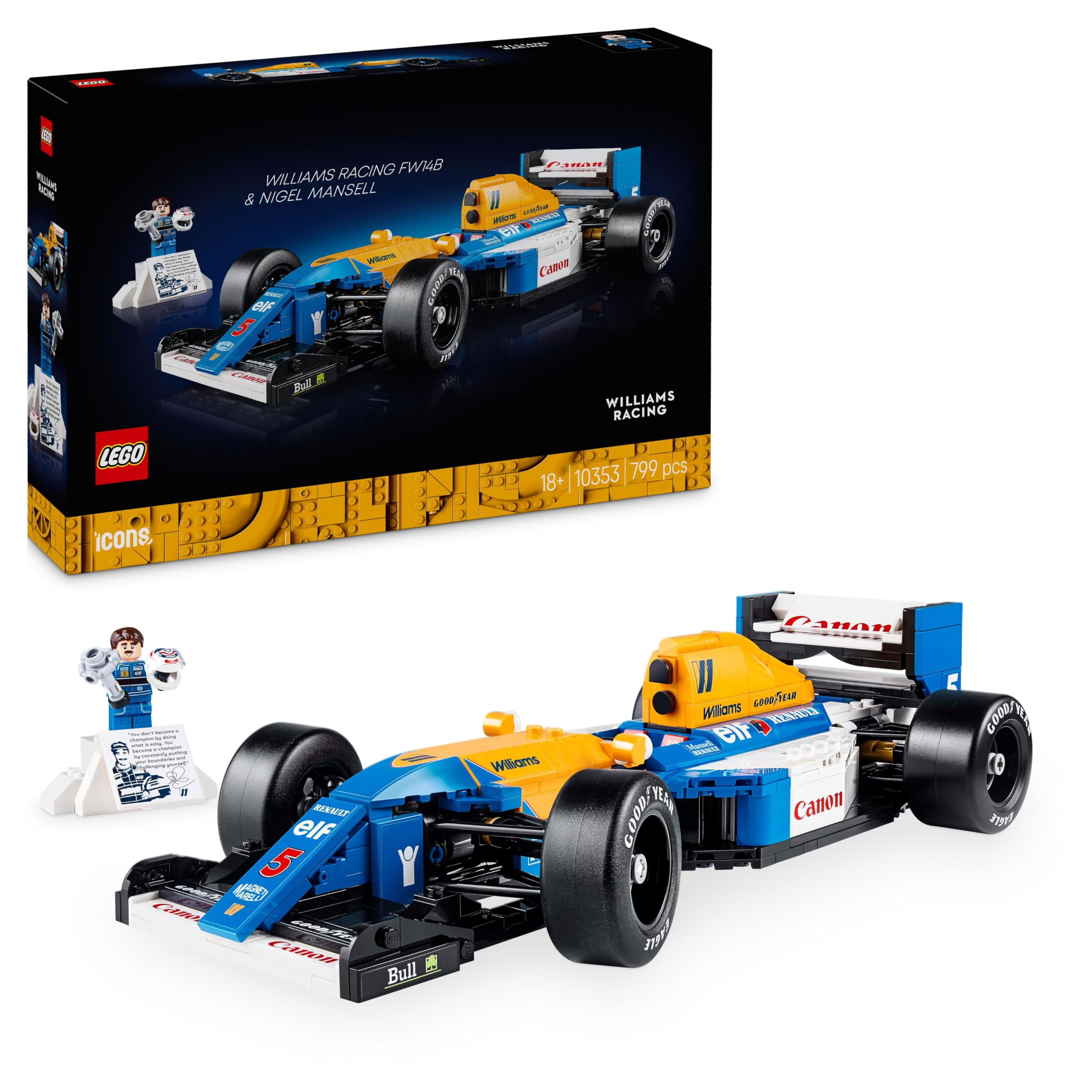 Icons Williams Racing FW14B & Nigel Mansell - F1 Car Model Set for Adults, with 