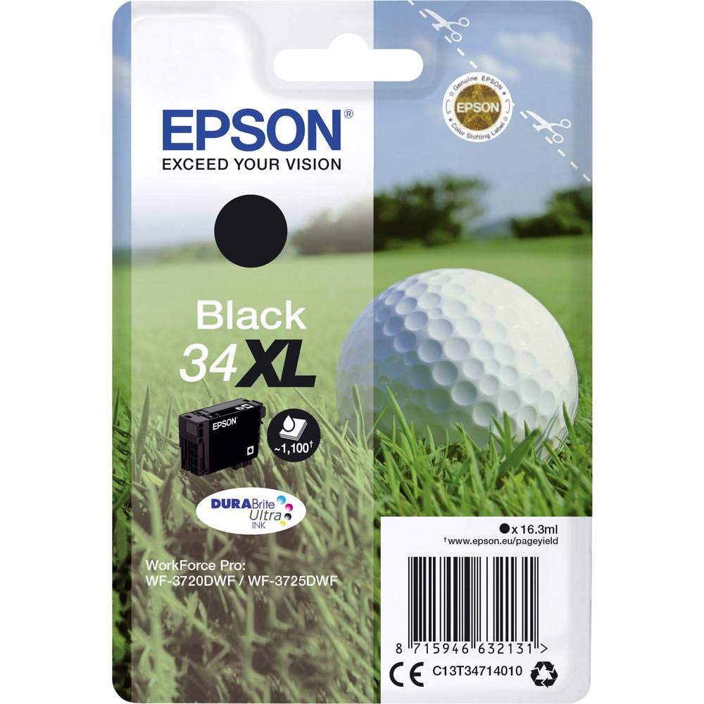 Genuine Golf Ball DURABrite Single 34XL Extra Large Ink Cartridge - Black Cartri