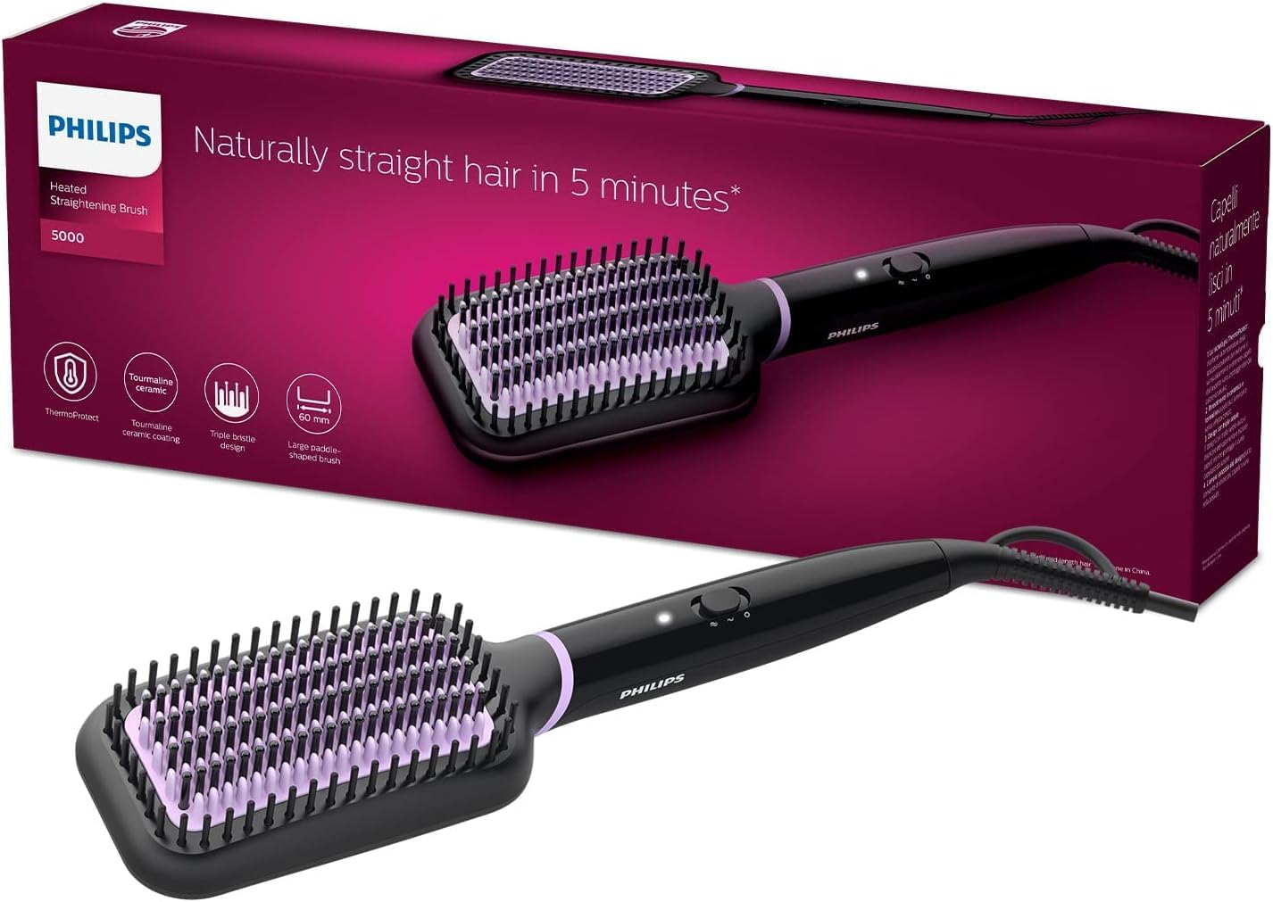 StyleCare Essential straightening brush - including tourmaline ceramic coating f