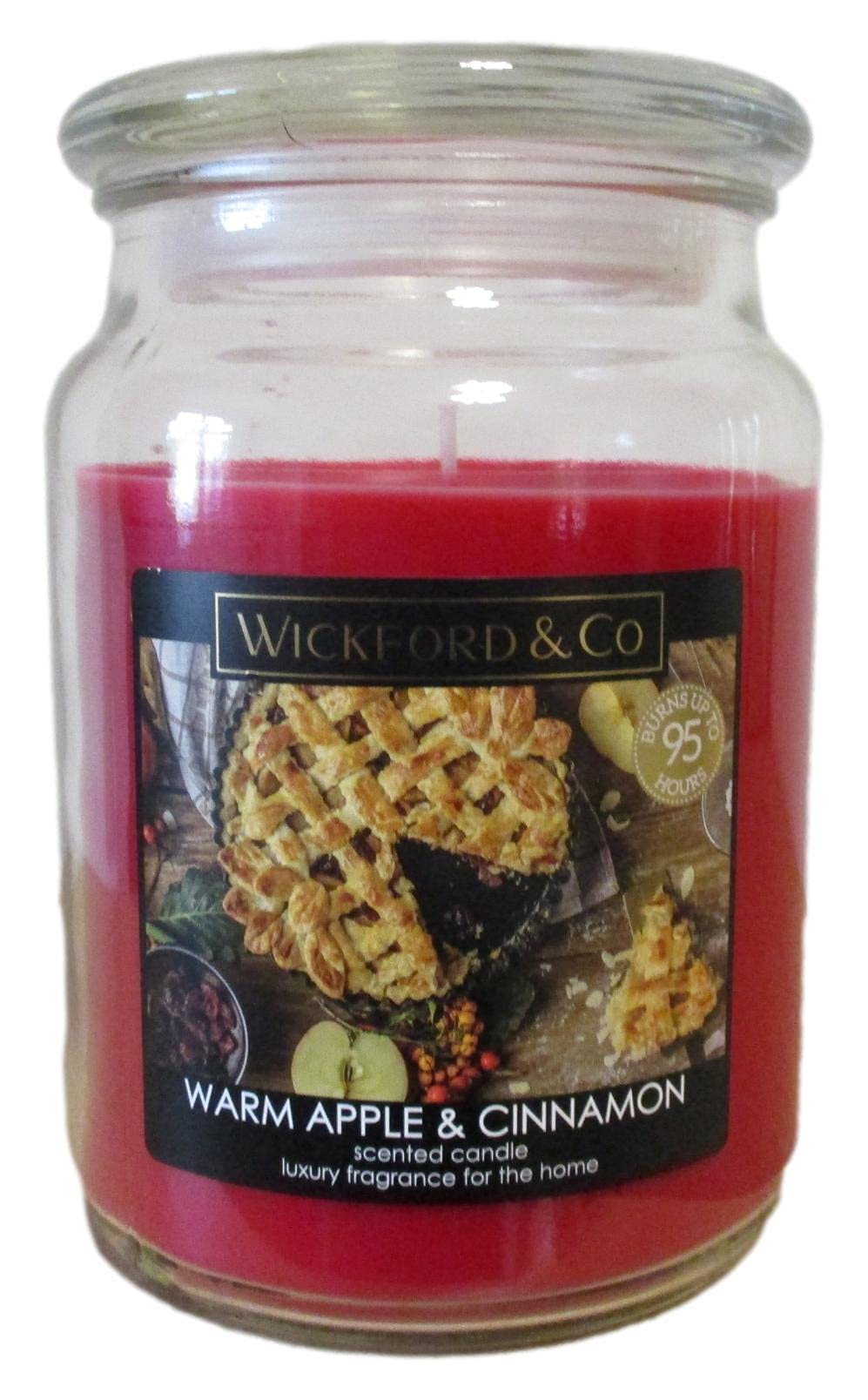 Scented Candle – Warm Apple & Cinnamon - 18 Oz Jar with lid - up to 95 Hour Burn