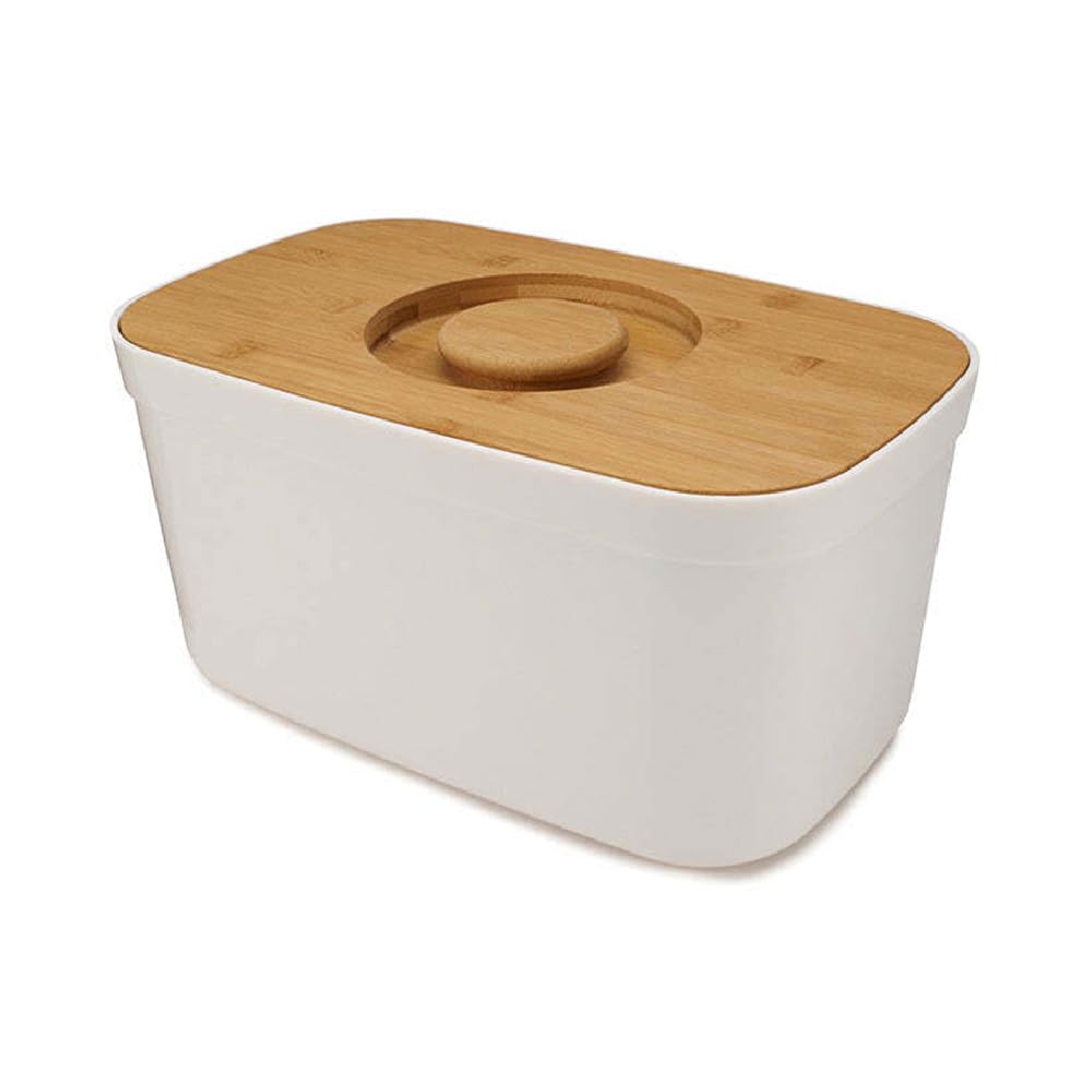 Joseph Bread Bin with Removable Bamboo Chopping Board Lid - White