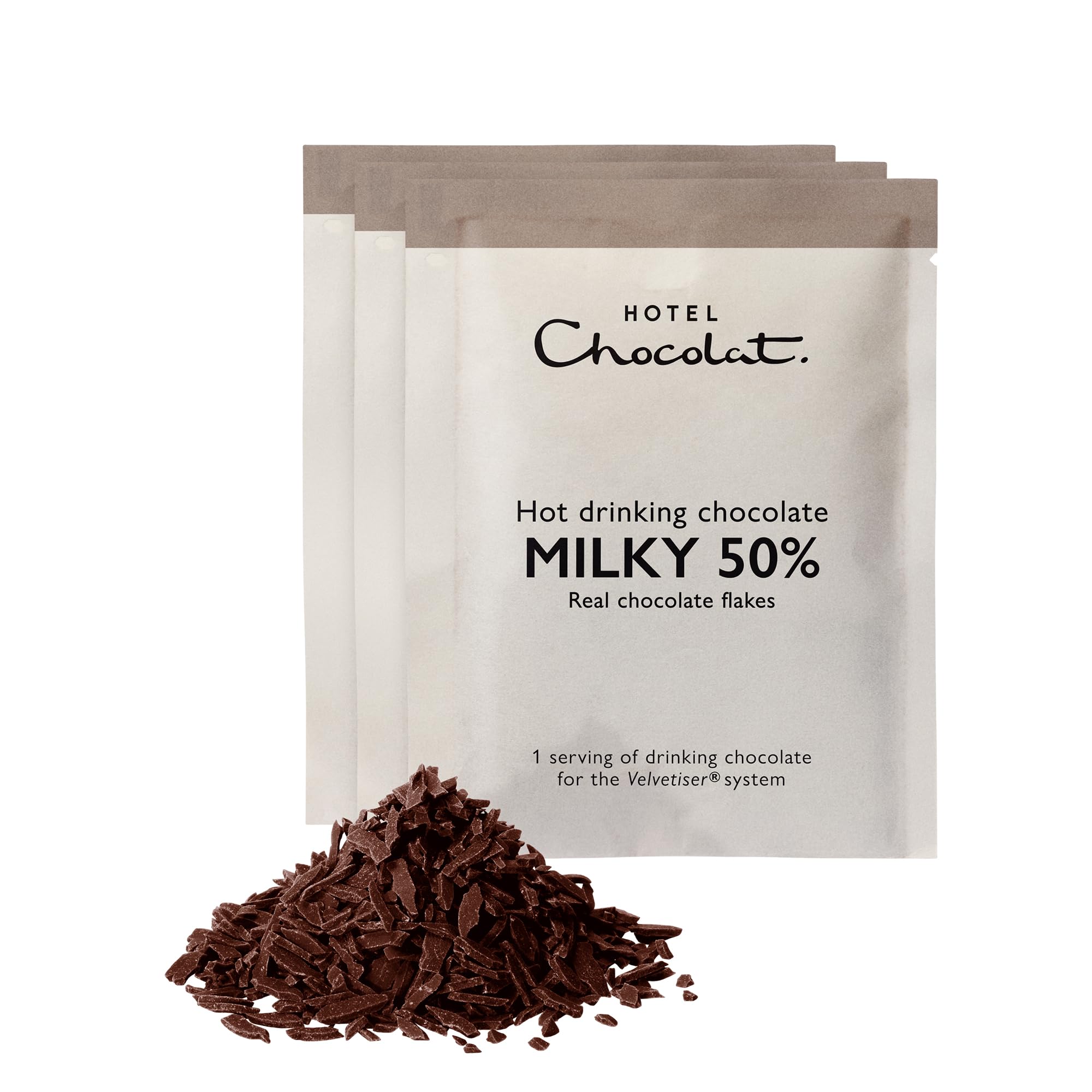 Chocolat Milky 50% Hot Chocolate Sachets - Luxury Chocolate Flakes - Pack of 20 