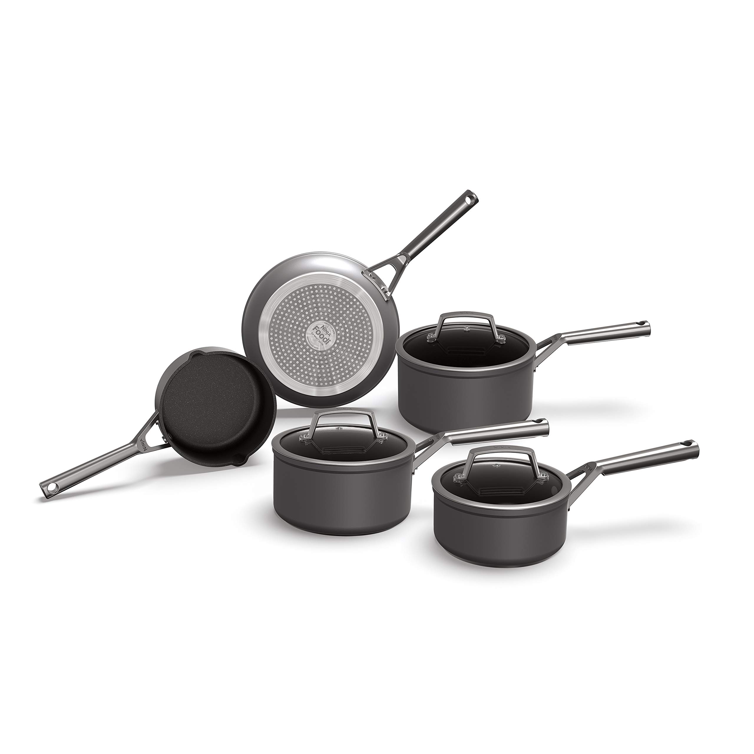 ZEROSTICK Premium 5-Piece Pan Set, Long Lasting Non-Stick, 3x Saucepans with Gla