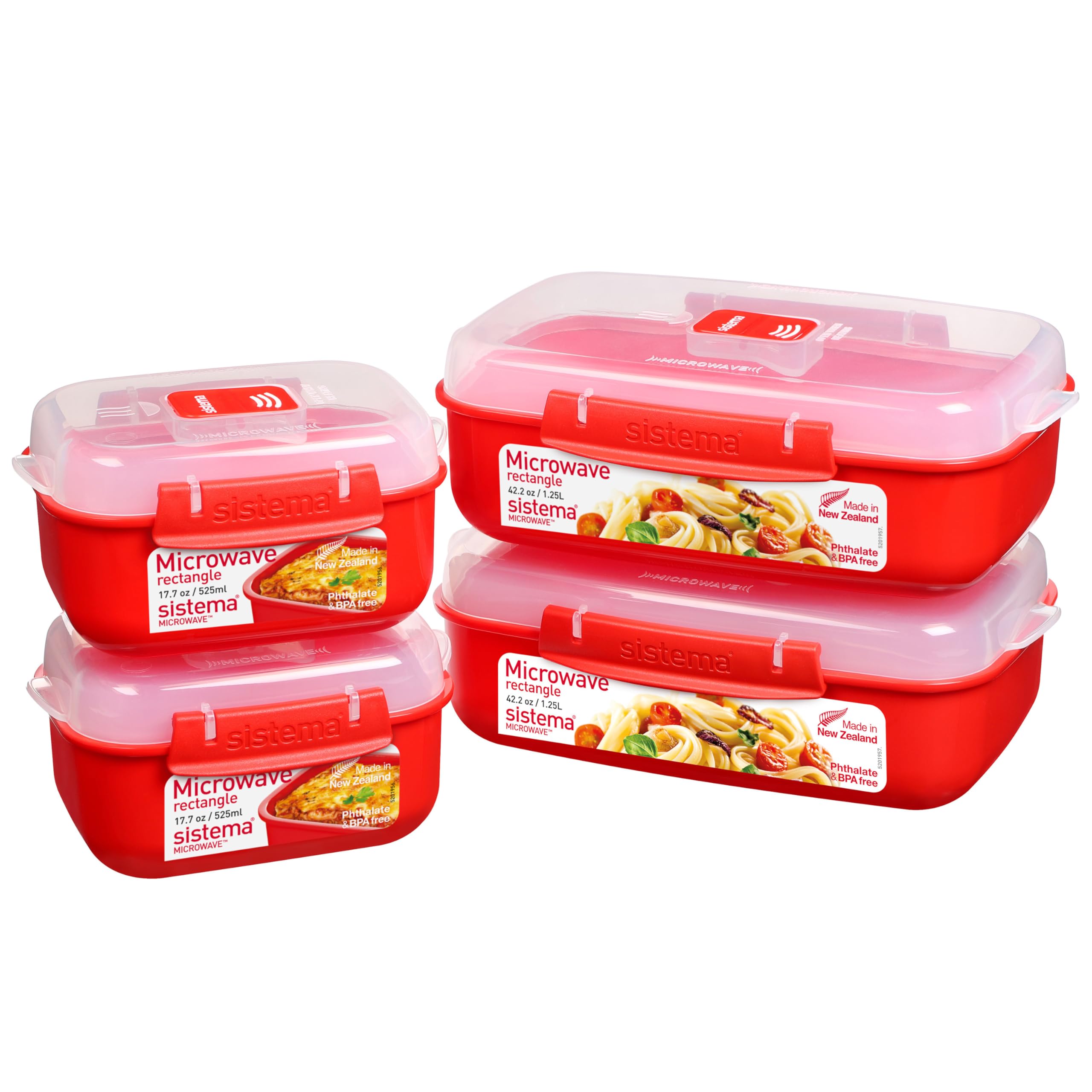 Heat and Eat Microwave Set | 1.25 L525 ml | Rectangular School Lunch Boxes with 