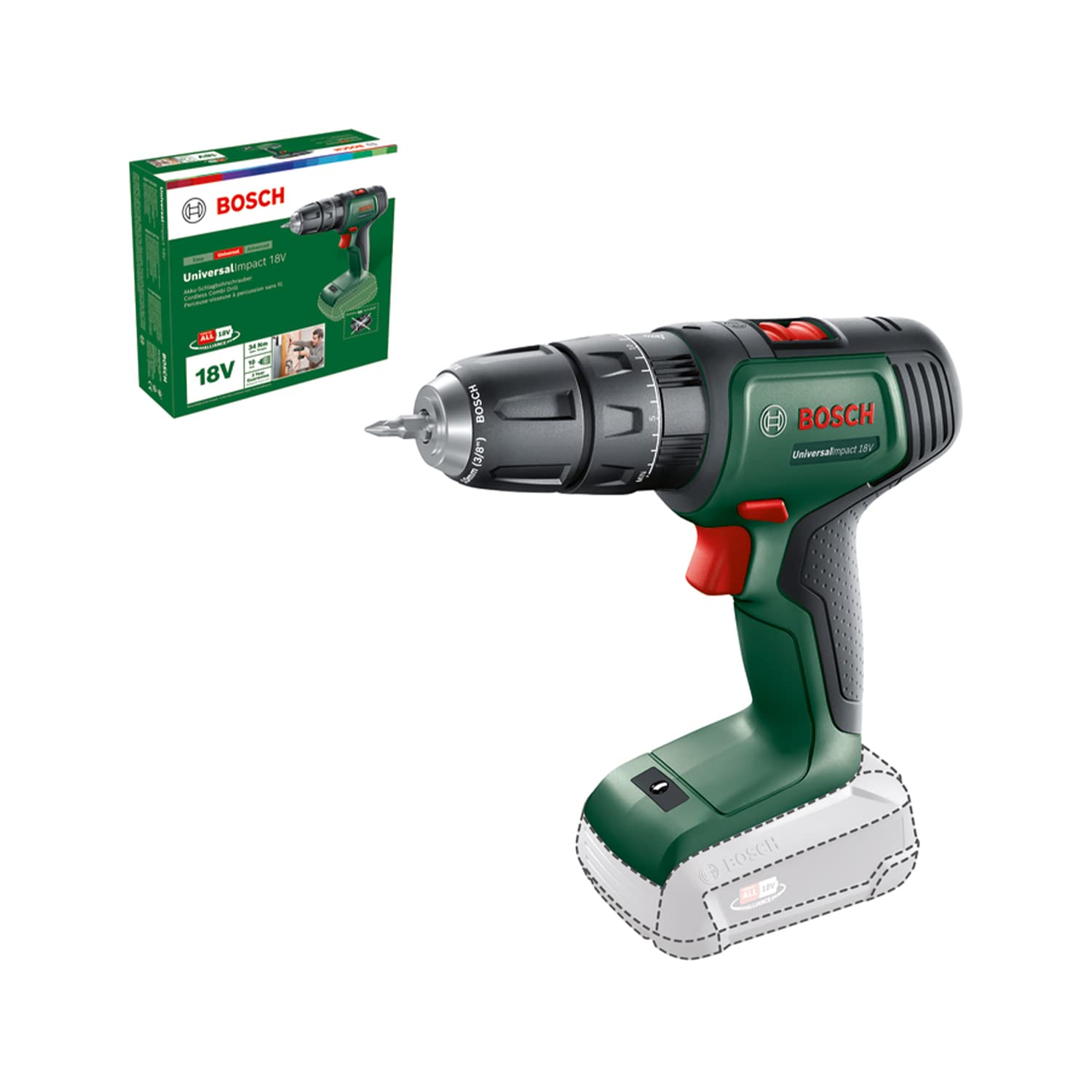 Home and Garden Cordless Combi Drill UniversalImpact 18 (without battery, 18 Vol