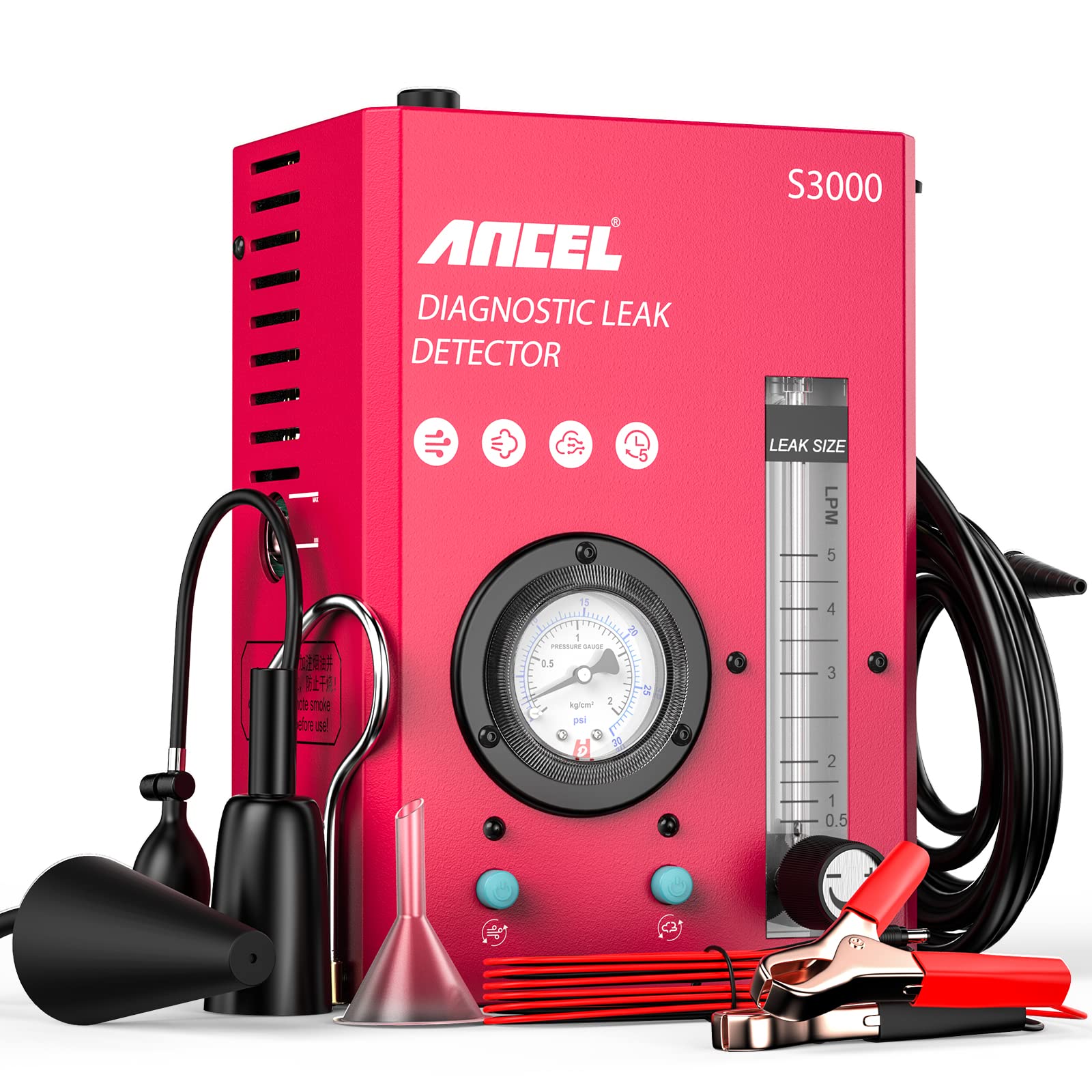 S3000 Automotive Smoke Machine with Built-in Air Pump and Pressure Gauge. Profes