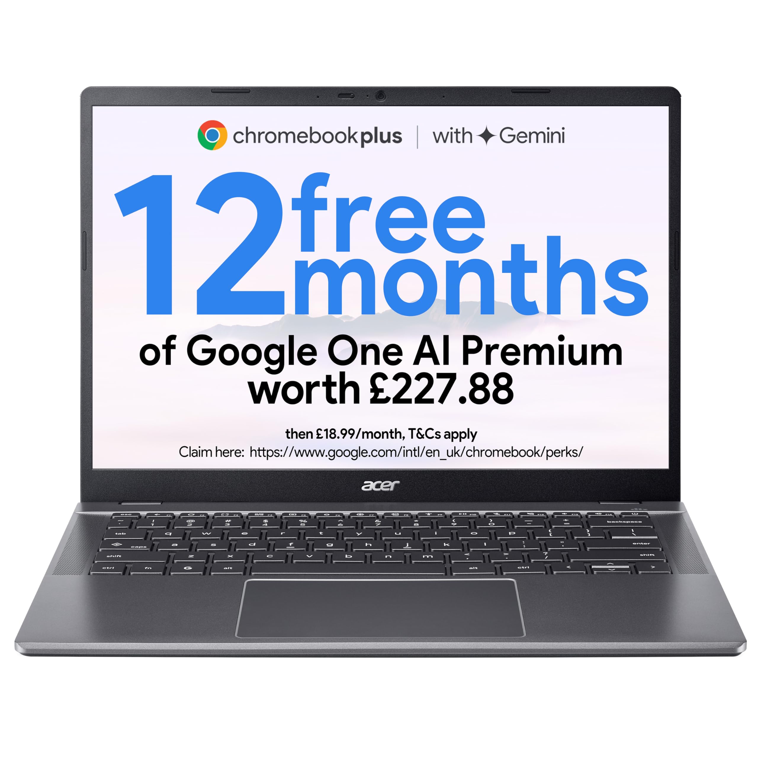 Chromebook Plus 514 CB514-5H Laptop - Intel Core i3-1315U, 8GB, 256GB SSD, Integ