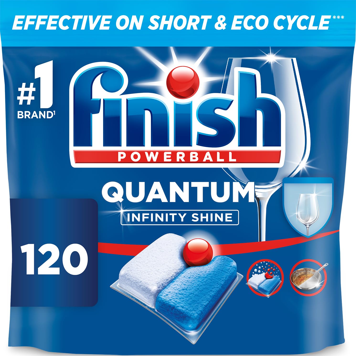 Dishwasher Tablet, Quantum Infinity Shine, 120 Tabs, Fresh Scent, For a Fast Dis