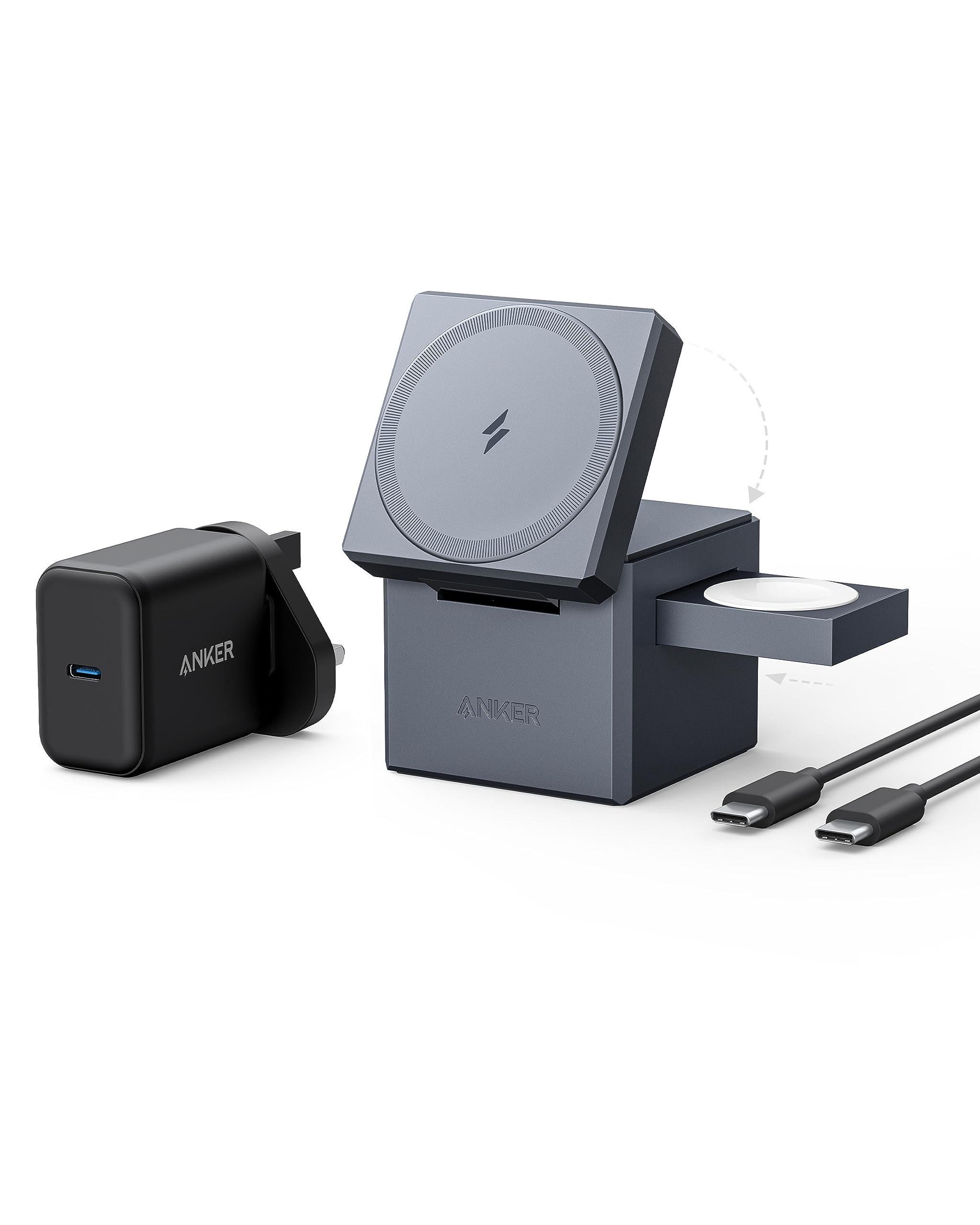 3-in-1 Cube Compatible with MagSafe - 15W Fast Charging, Foldable Wireless Charg
