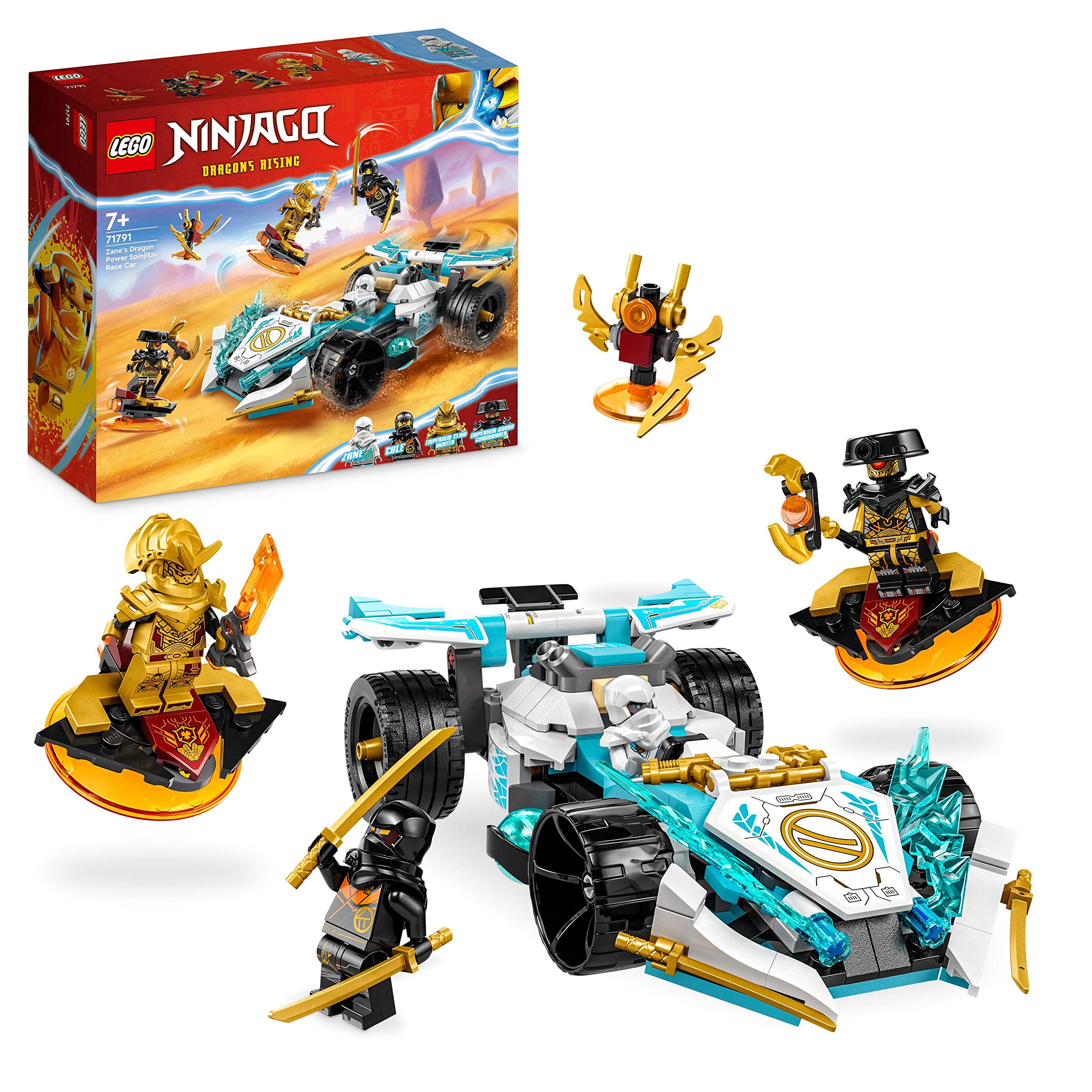 NINJAGO Zane's Dragon Power Spinjitzu Racing Car Toy for 7 Plus Year Old Kids, B