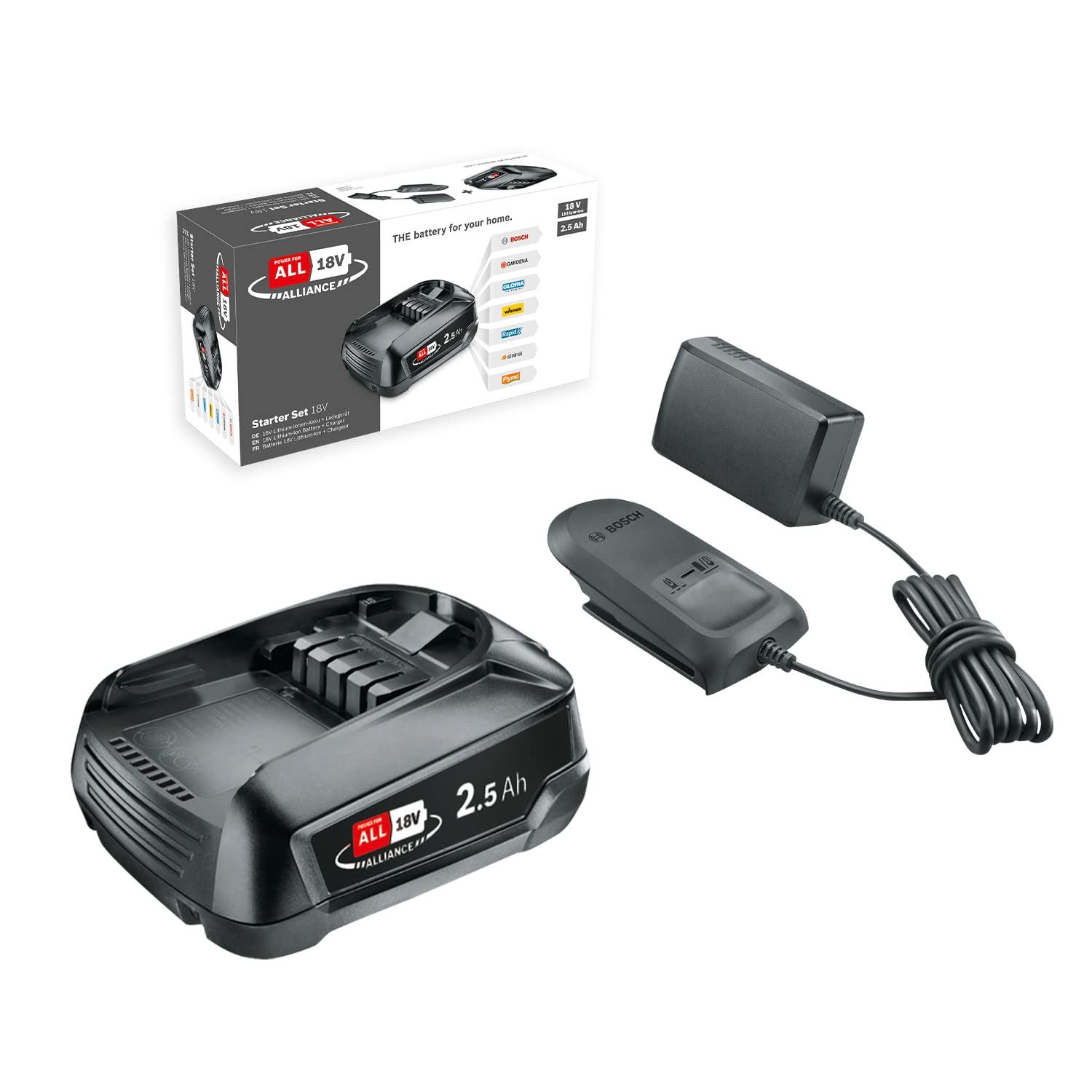 18V Battery and Charger Starter Set (1× 2.5 Ah Battery, AL 18V-CV Charger, Carto
