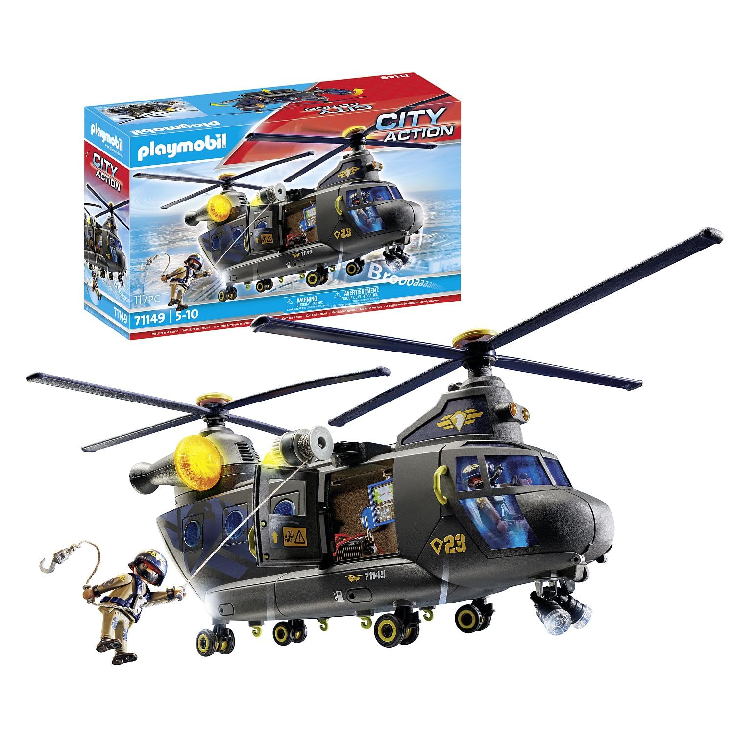 71149 City Action Tactical Police Twin-Prop Helicopter, highly detailed SWAT res