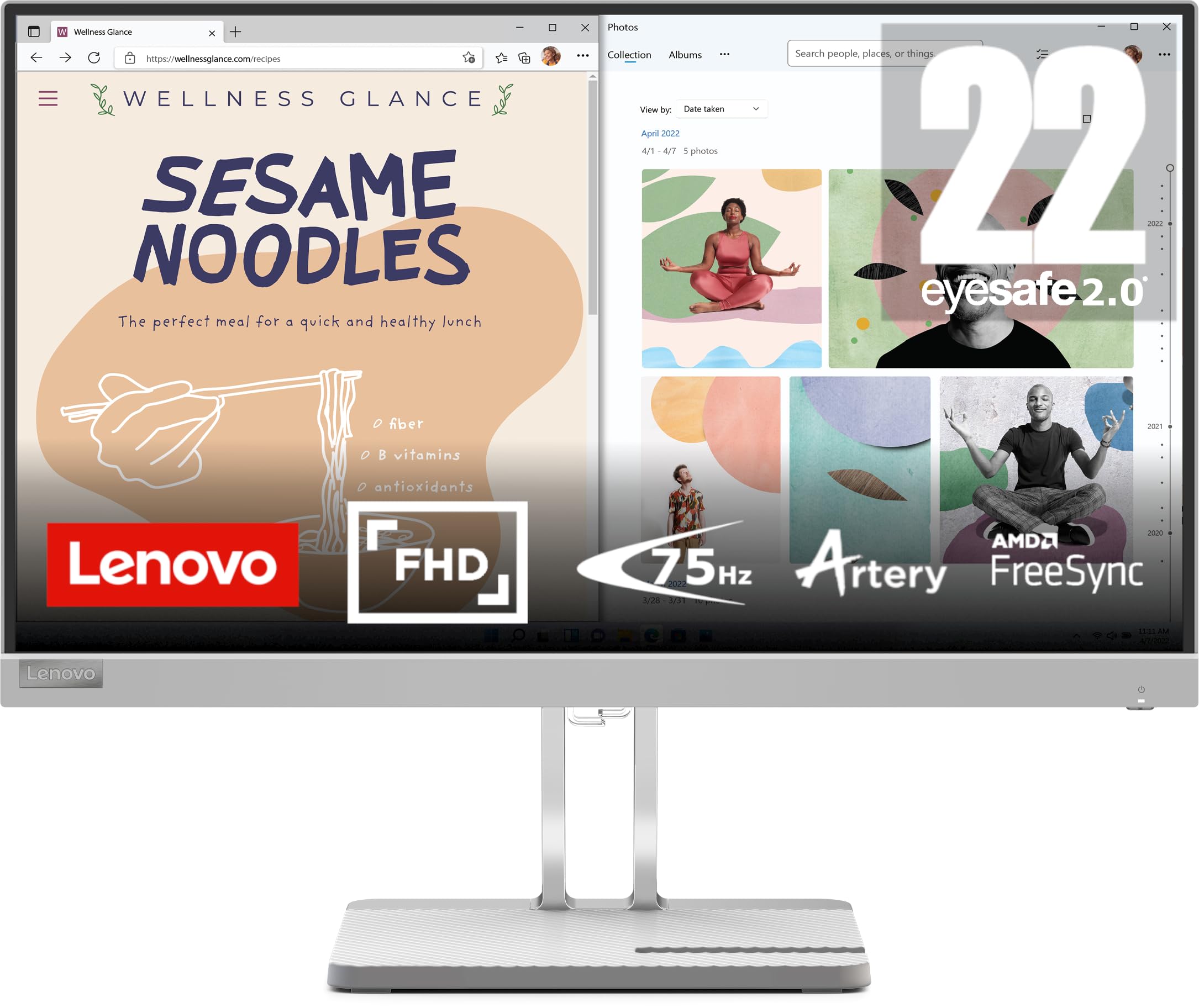 L22e-40(G22215FL0) 22 inch PC Monitor | FHD, 1080p, 75Hz, IPS, 4ms, HDMI and VGA