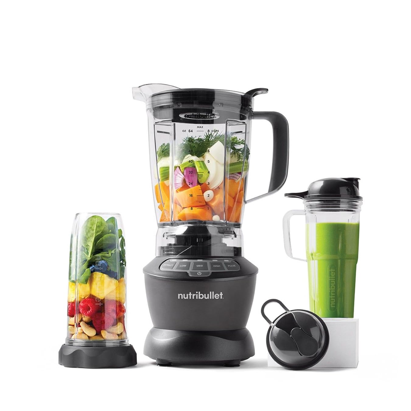 Hot and Cold Blender Combo Charcoal Grey - Includes Powerful 1200W Base, 3 Cups 