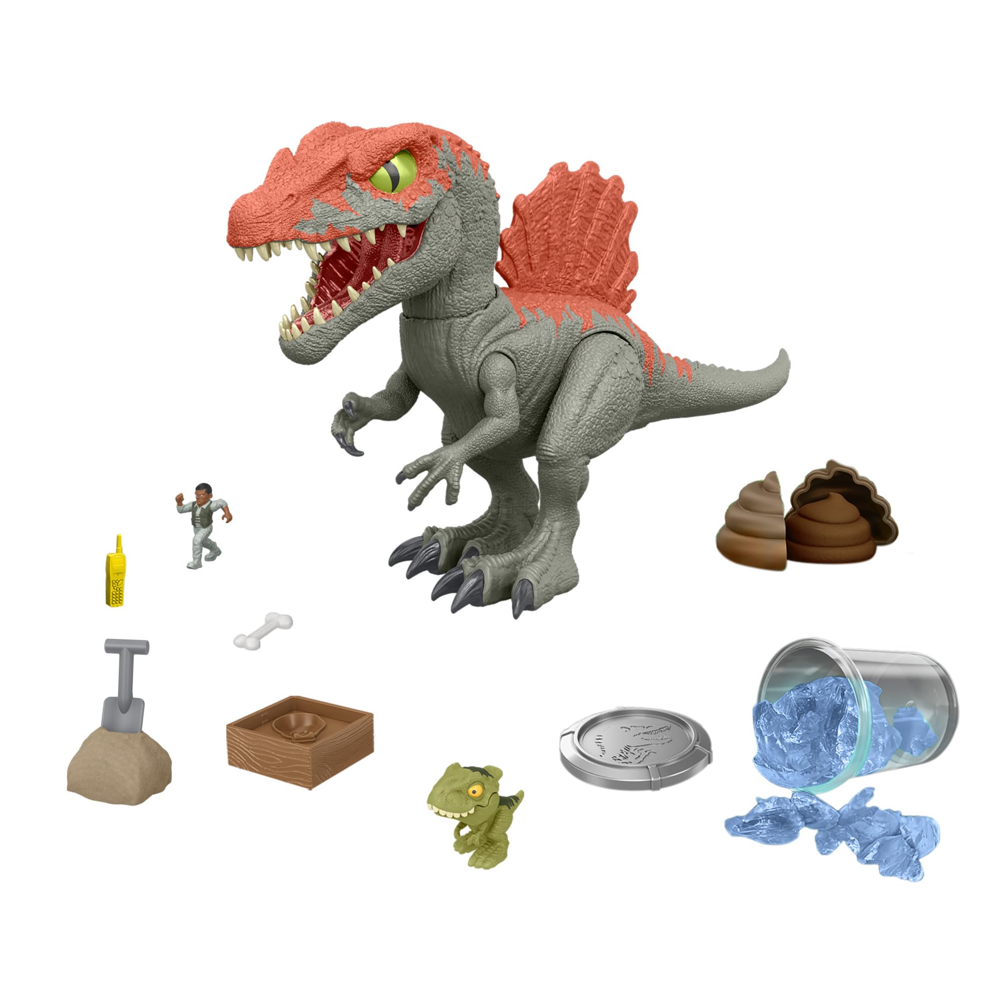 Jurassic World Cage Crasher Spinosaurus Dinosaur Action Figure & Unboxing Toy, S