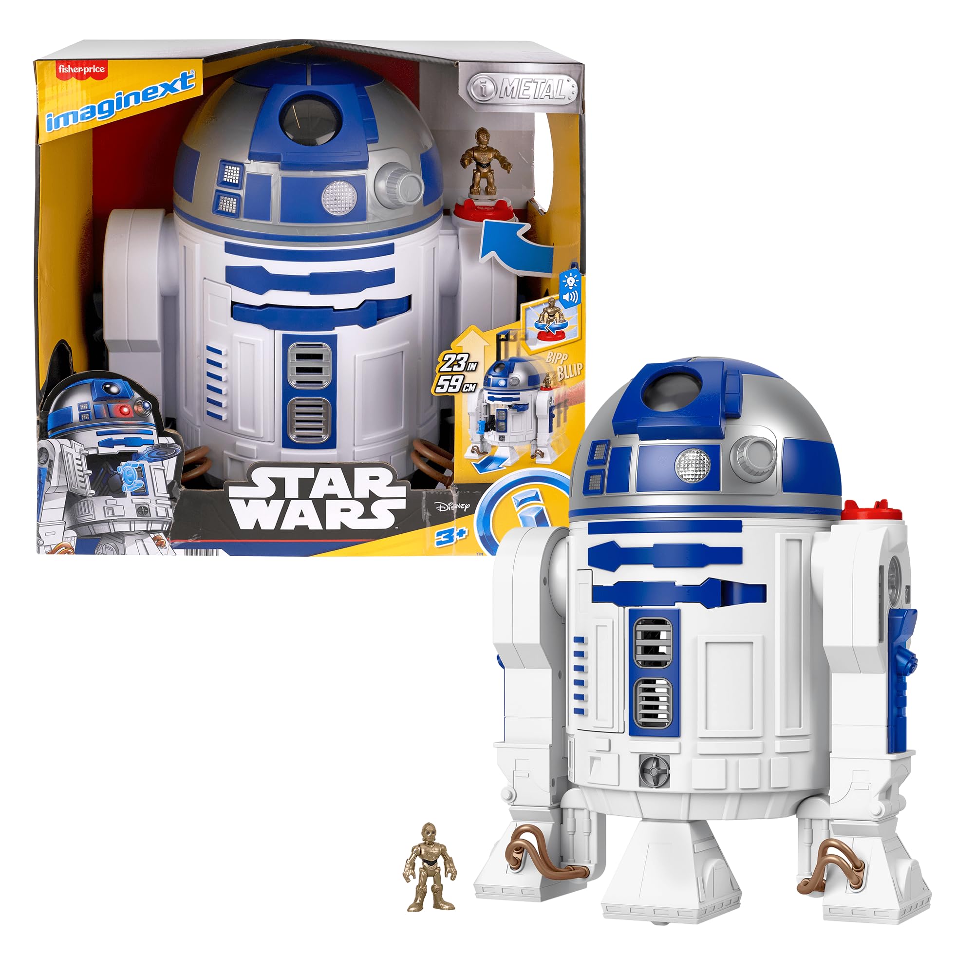 Imaginext STAR WARS Toy R2-D2 (17.5 In Tall) with Lights Sounds & C-3P0 Metal Ch