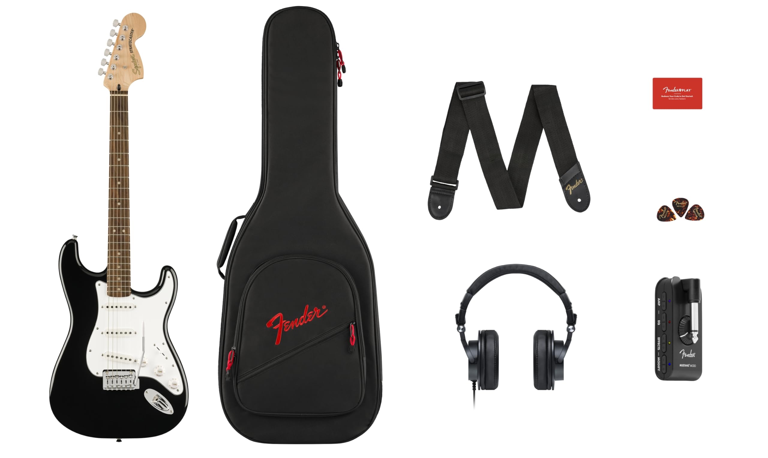 by Fender Affinity Stratocaster Guitar Pack with Mustang Micro Amp