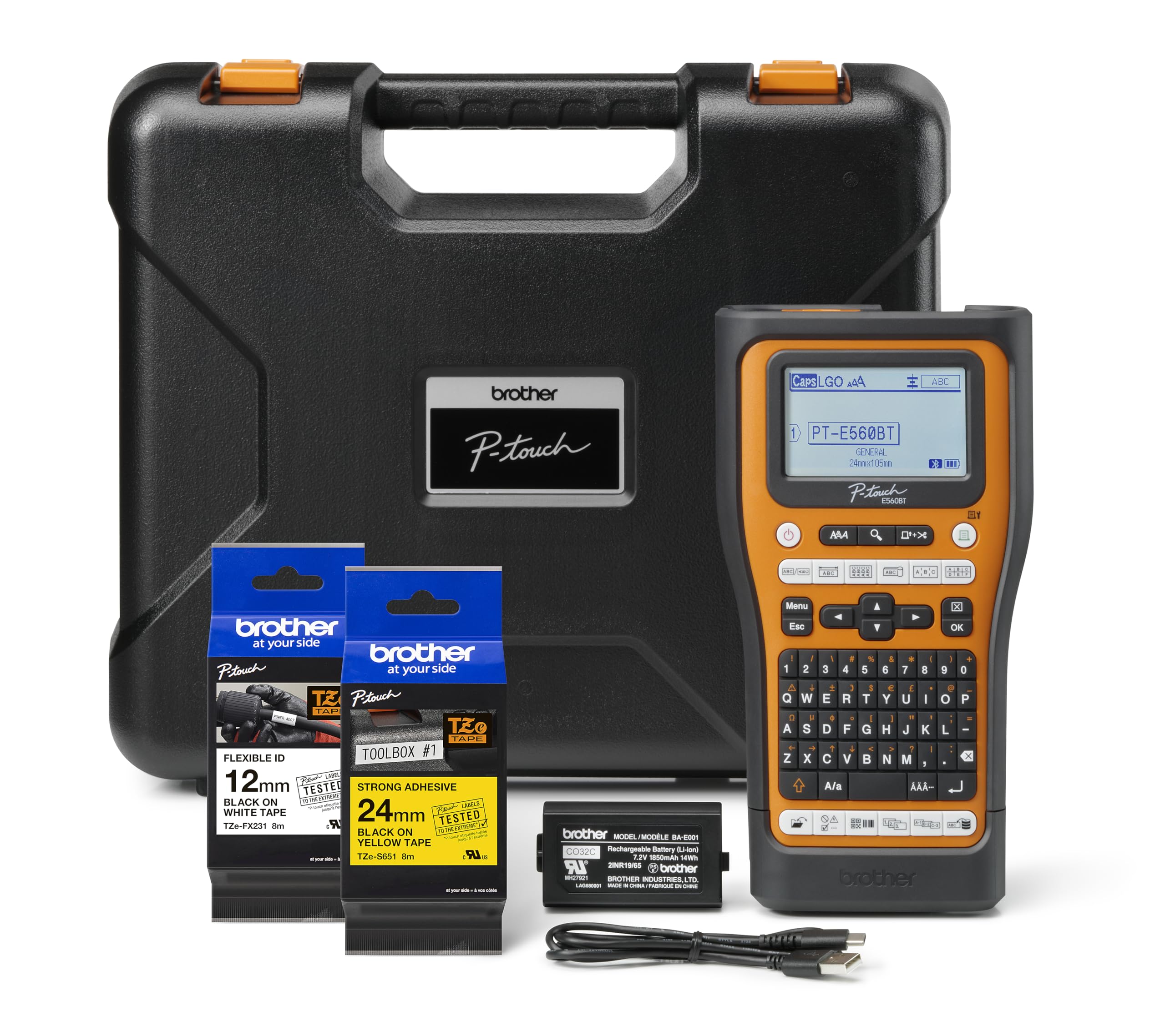 PT-E560BTVP Electrician label printer | Prints up to 24mm | Bluetooth | Pro Labe