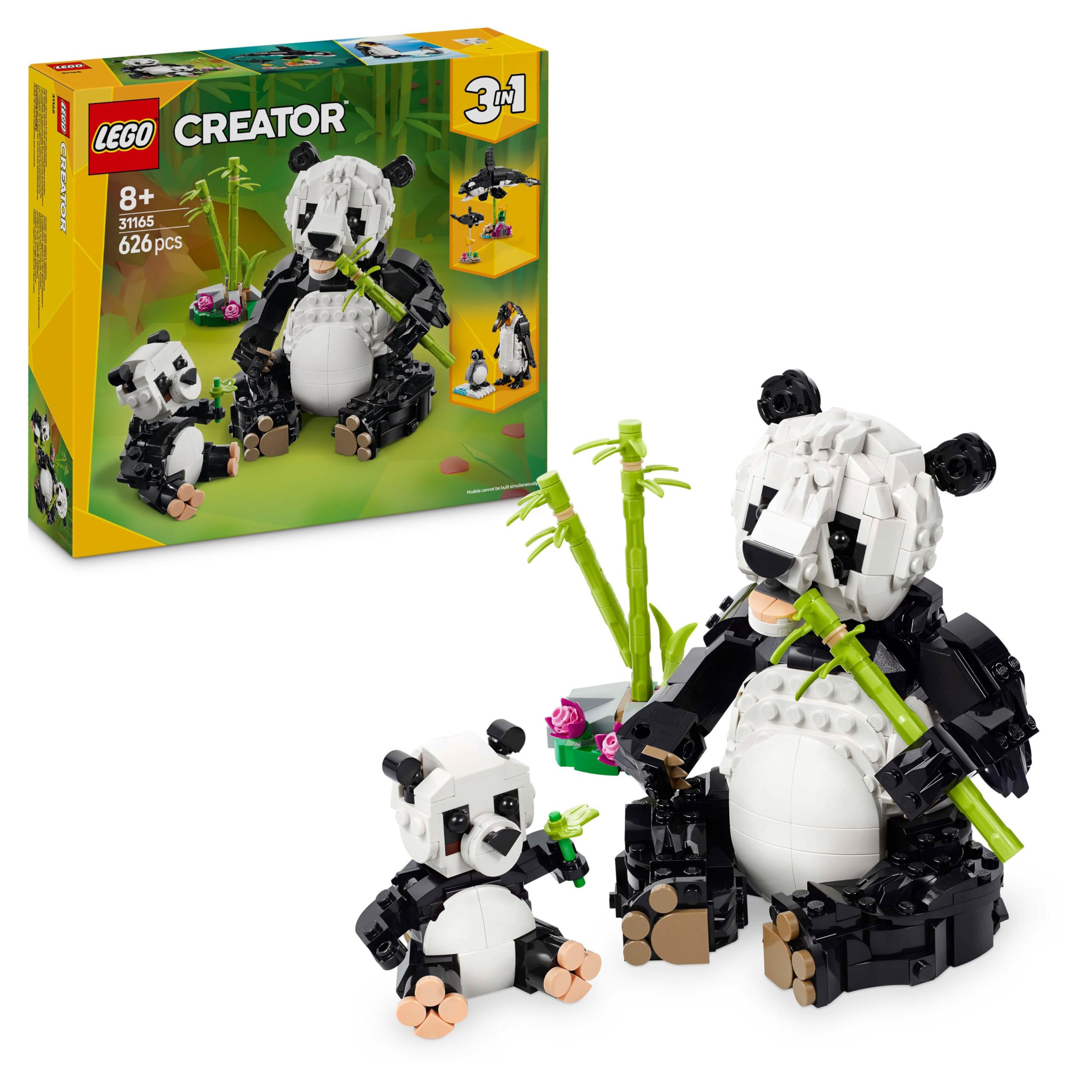 Creator 3in1 Wild Animals: Panda Family Toy - Transforms into Penguin Figures or