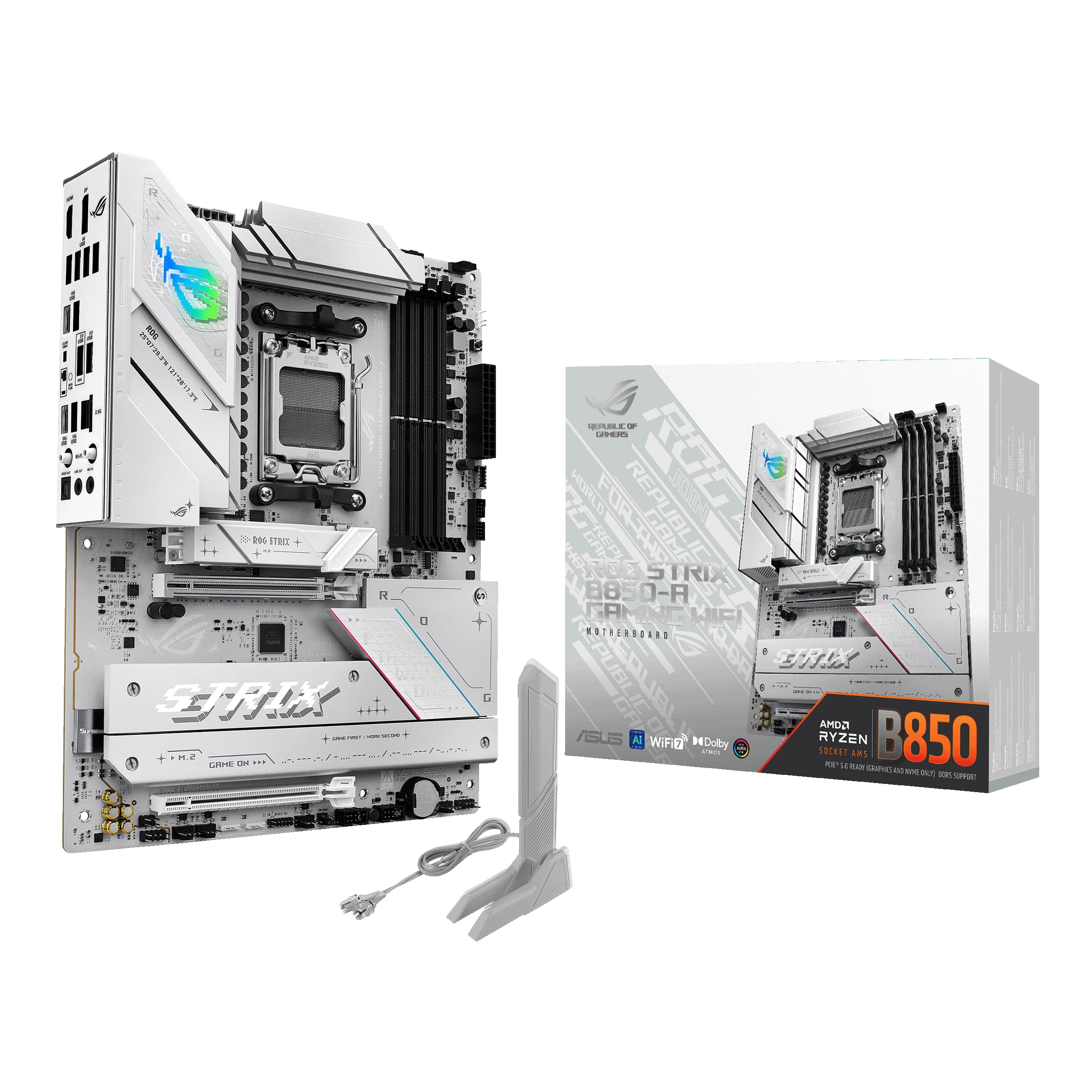 ROG Strix B850-A Gaming WiFi AMD ATX motherboard, 14+2+2 power stages, DDR5 slot
