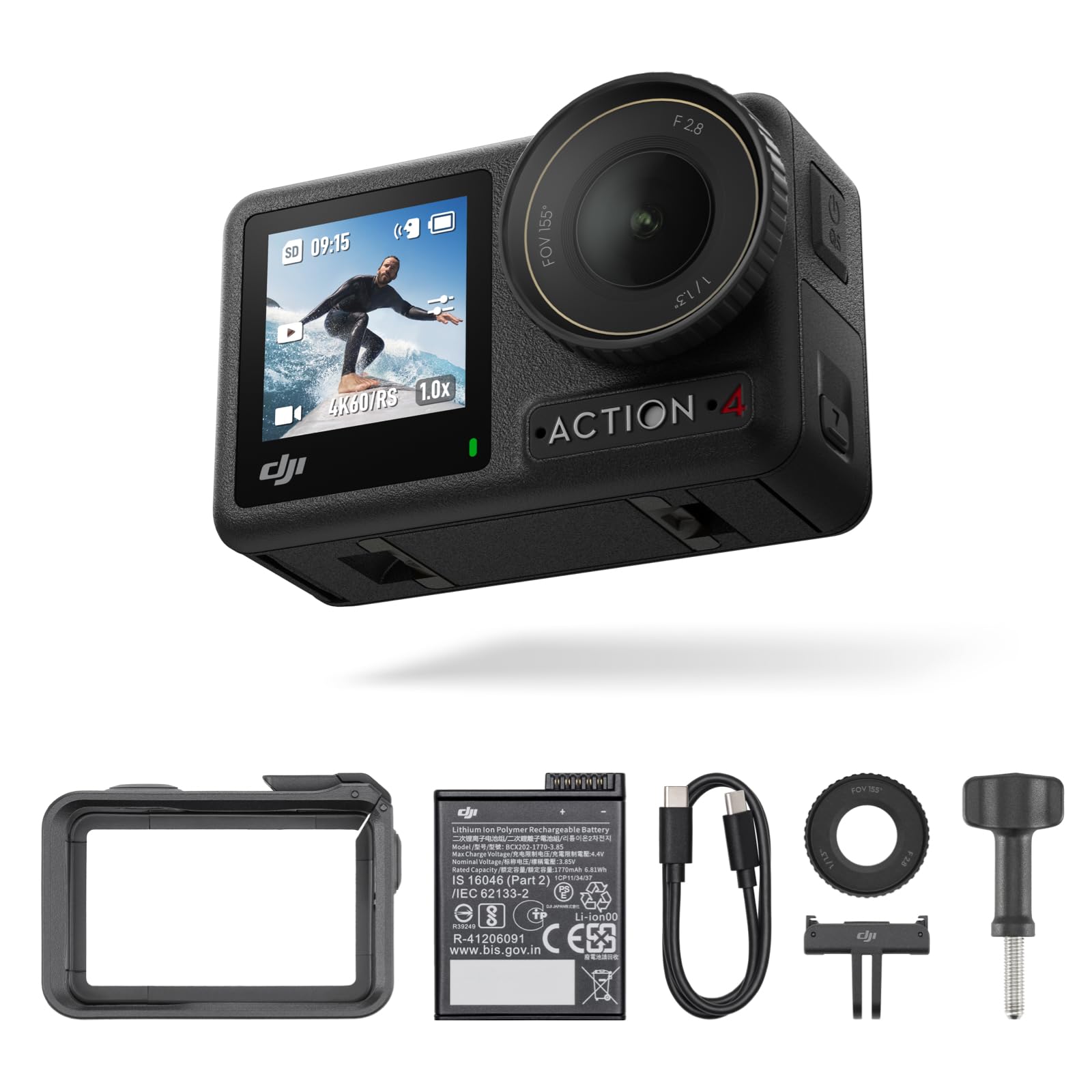 Osmo Action 4 Essential Combo, 4K/120fps Action Camera