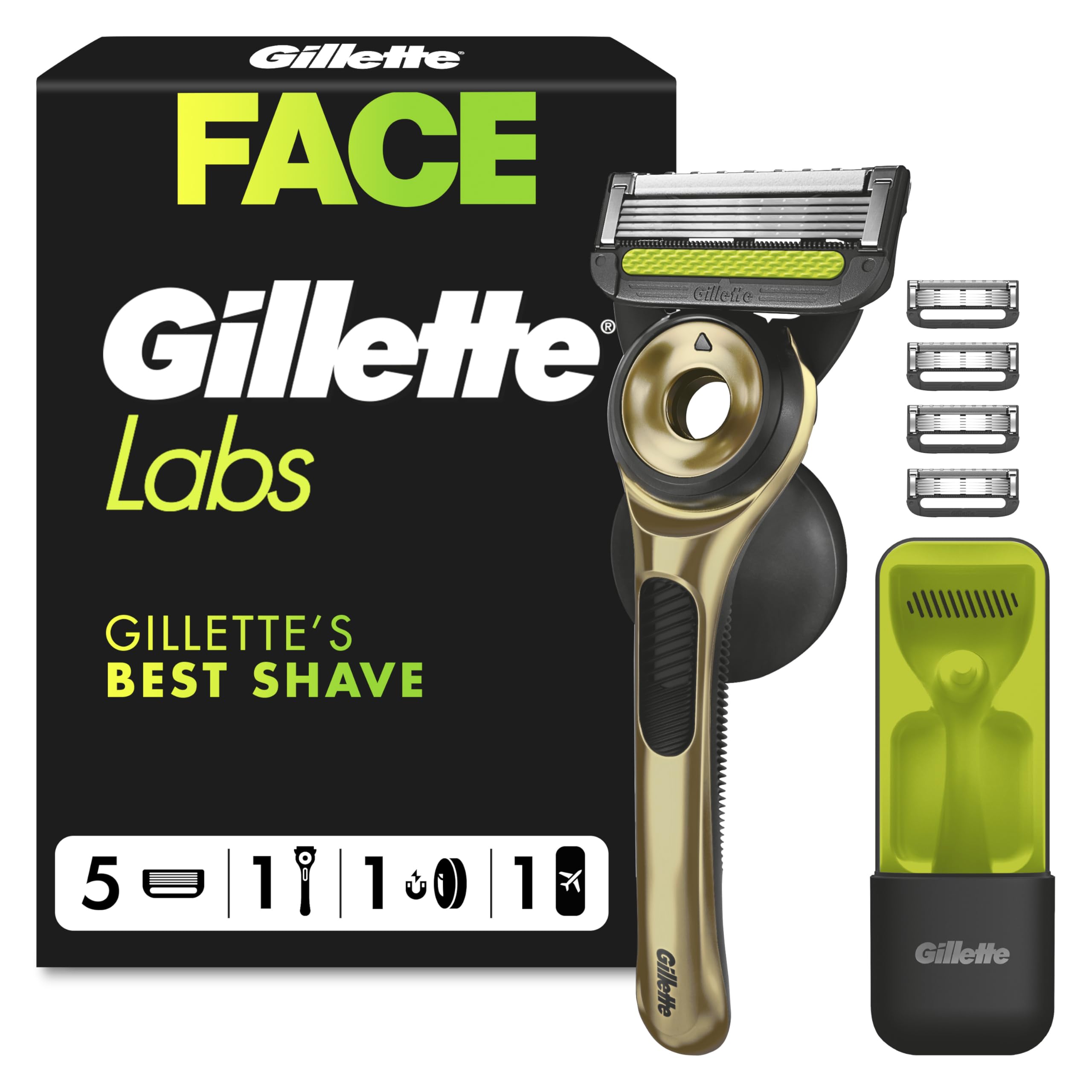 with Exfoliating Bar, Razor for Men, 1 Handle Plus 5 Blades