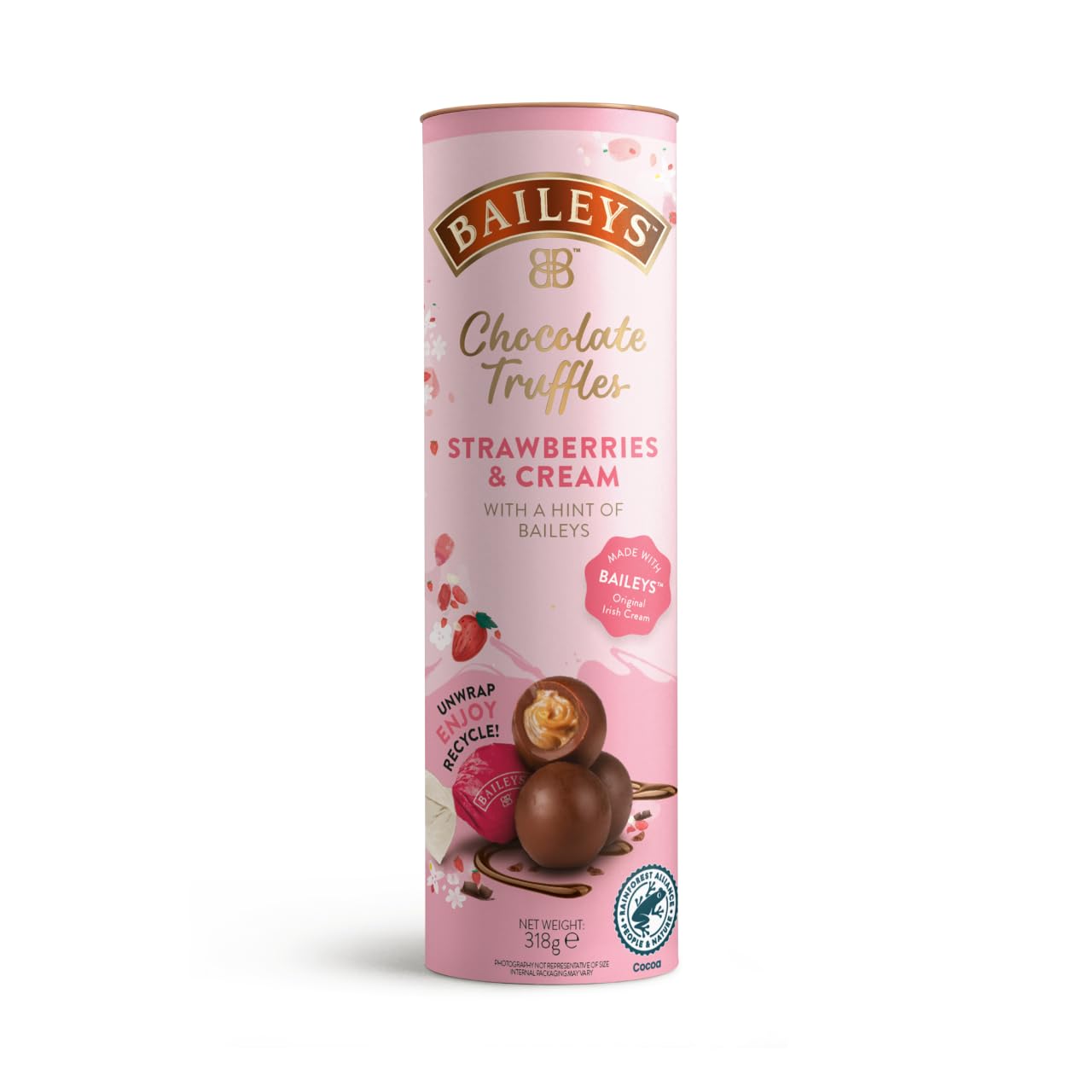 Chocolate Strawberries & Cream Flavour Truffle Tube, 318g, Gift for Birthday & C